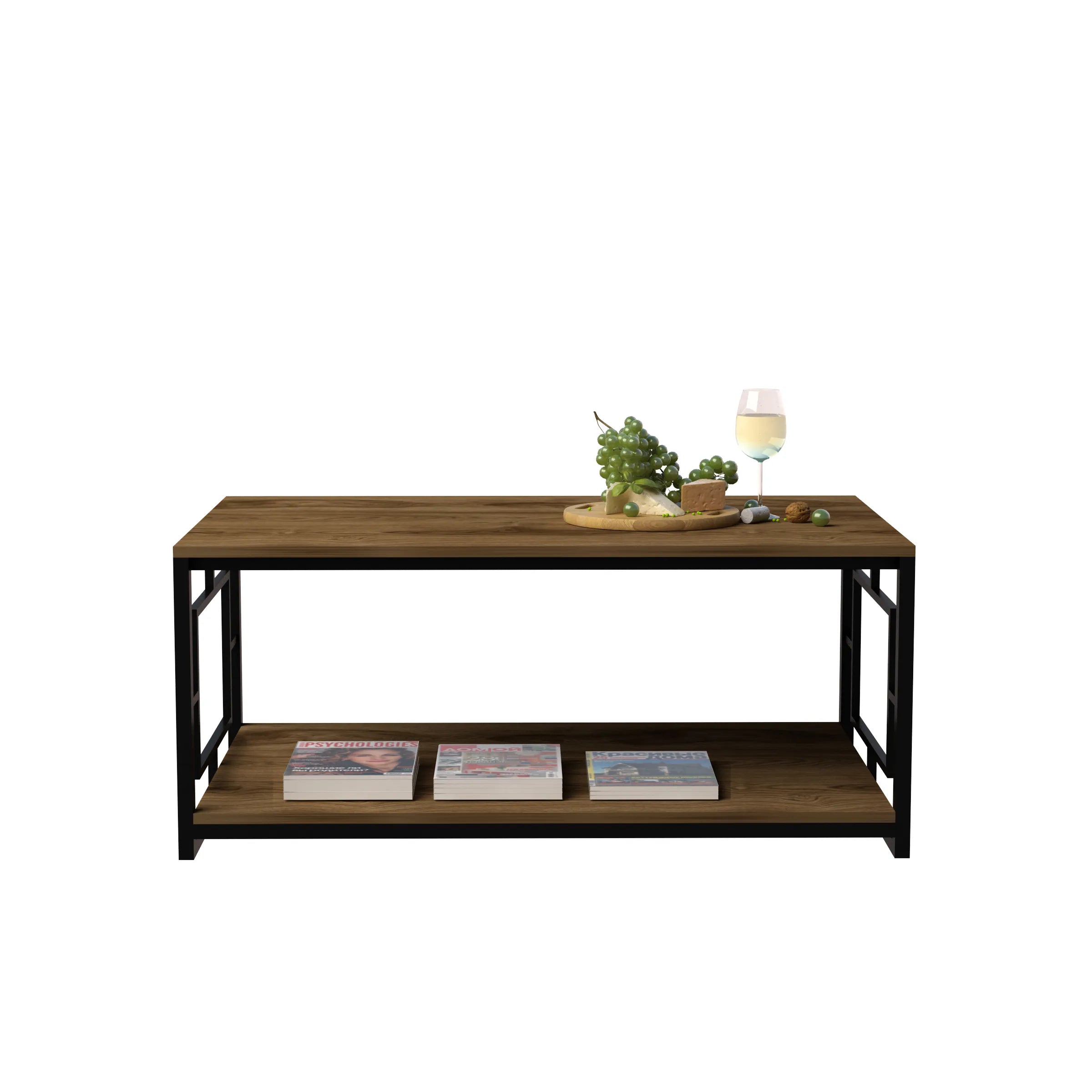 Kelvin 47" Wide Industrial Metal Frame Coffee Table | Cocktail Table