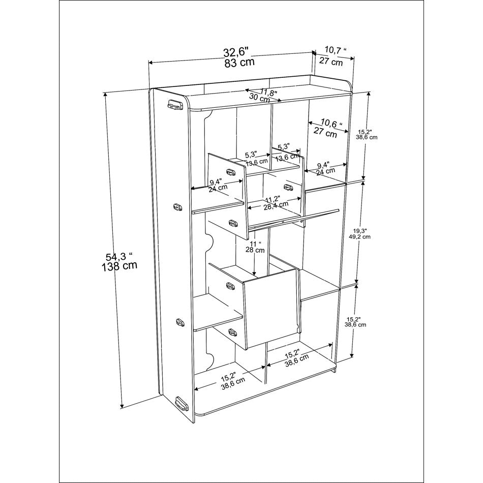 Pana 54" Tall MDF Bookcase | Bookshelf | Screwless Design