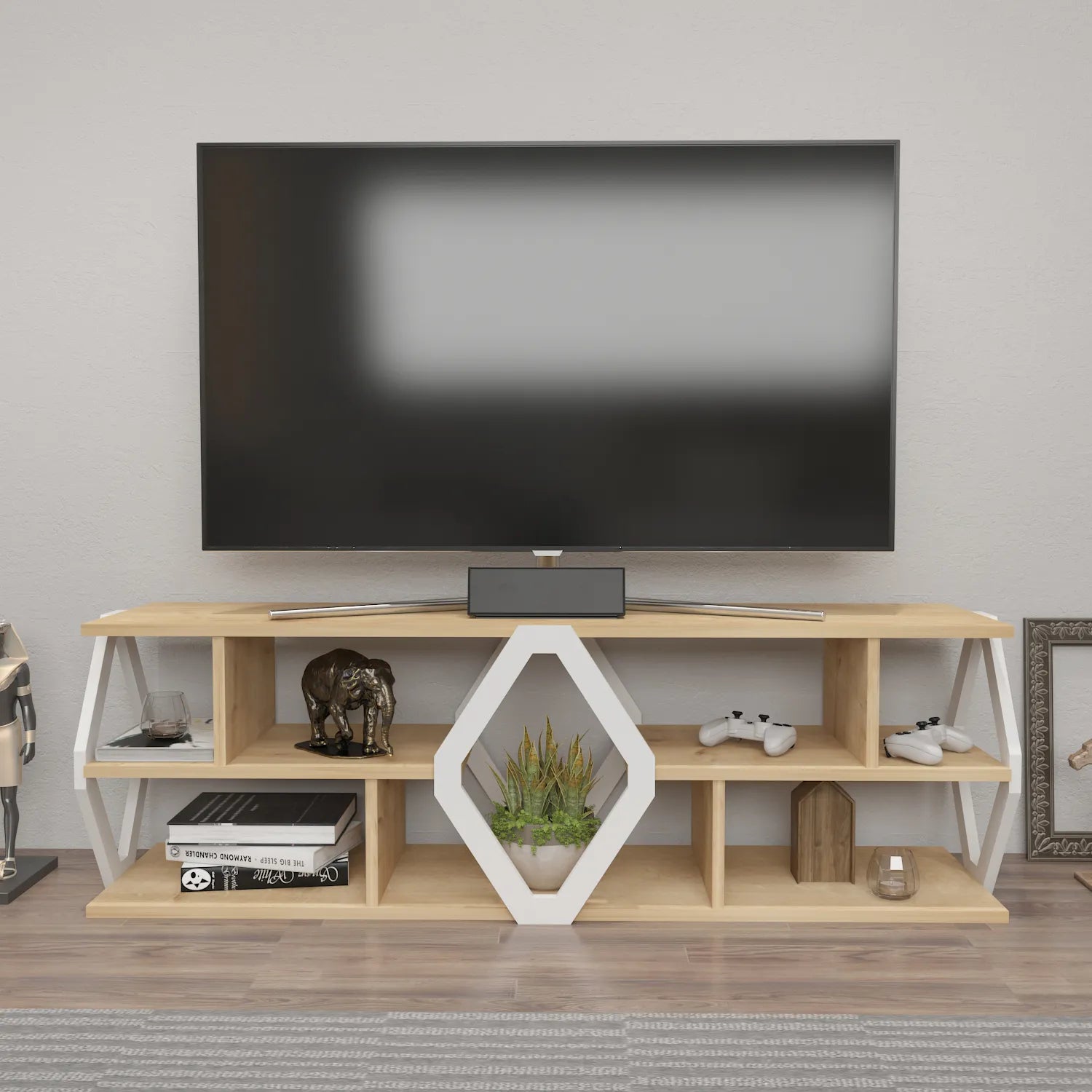 Erisa 55 inch Wide TV Stand Media Console for TVs up to 60 inch