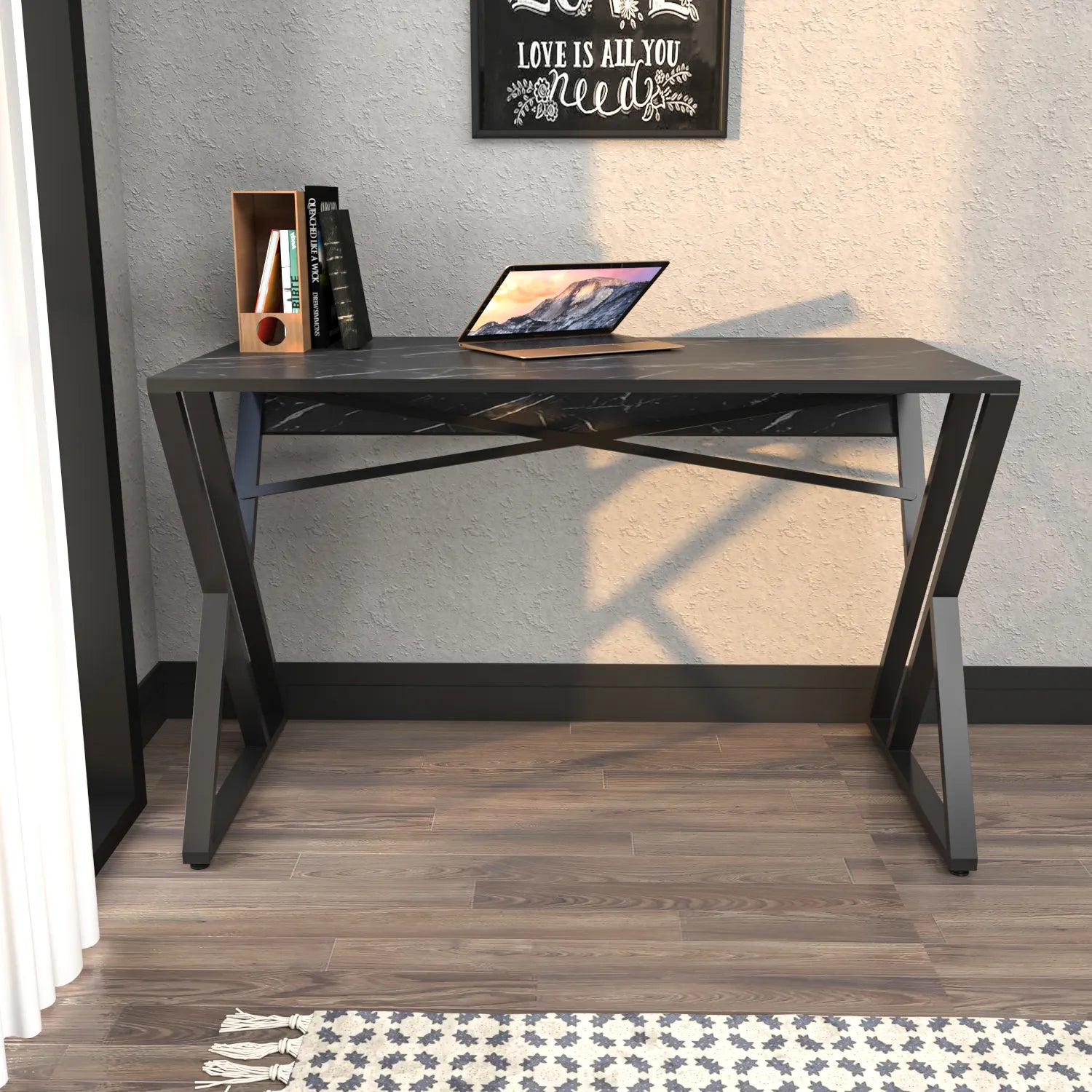 Gyza 47 inch Wide Computer Writing Desk with Metal Frame