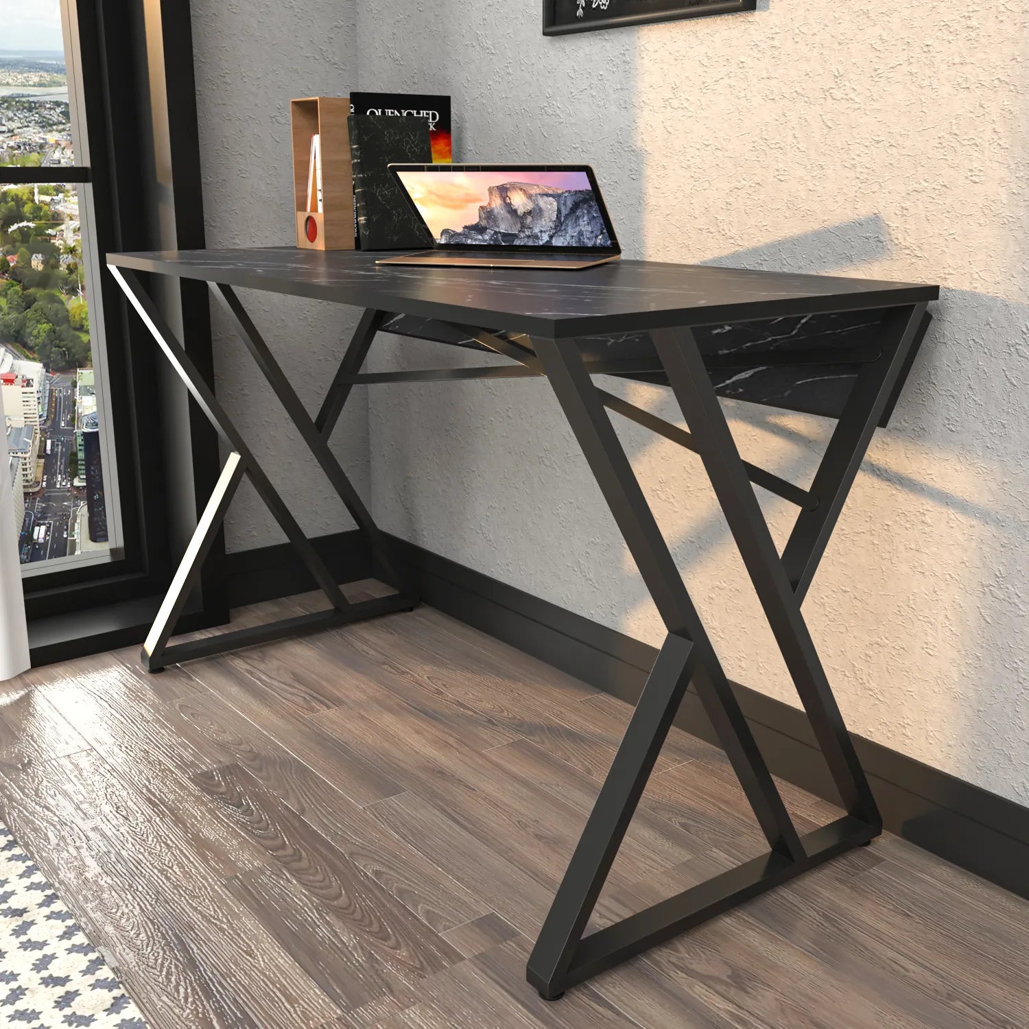 Gyza 47 inch Wide Computer Writing Desk with Metal Frame