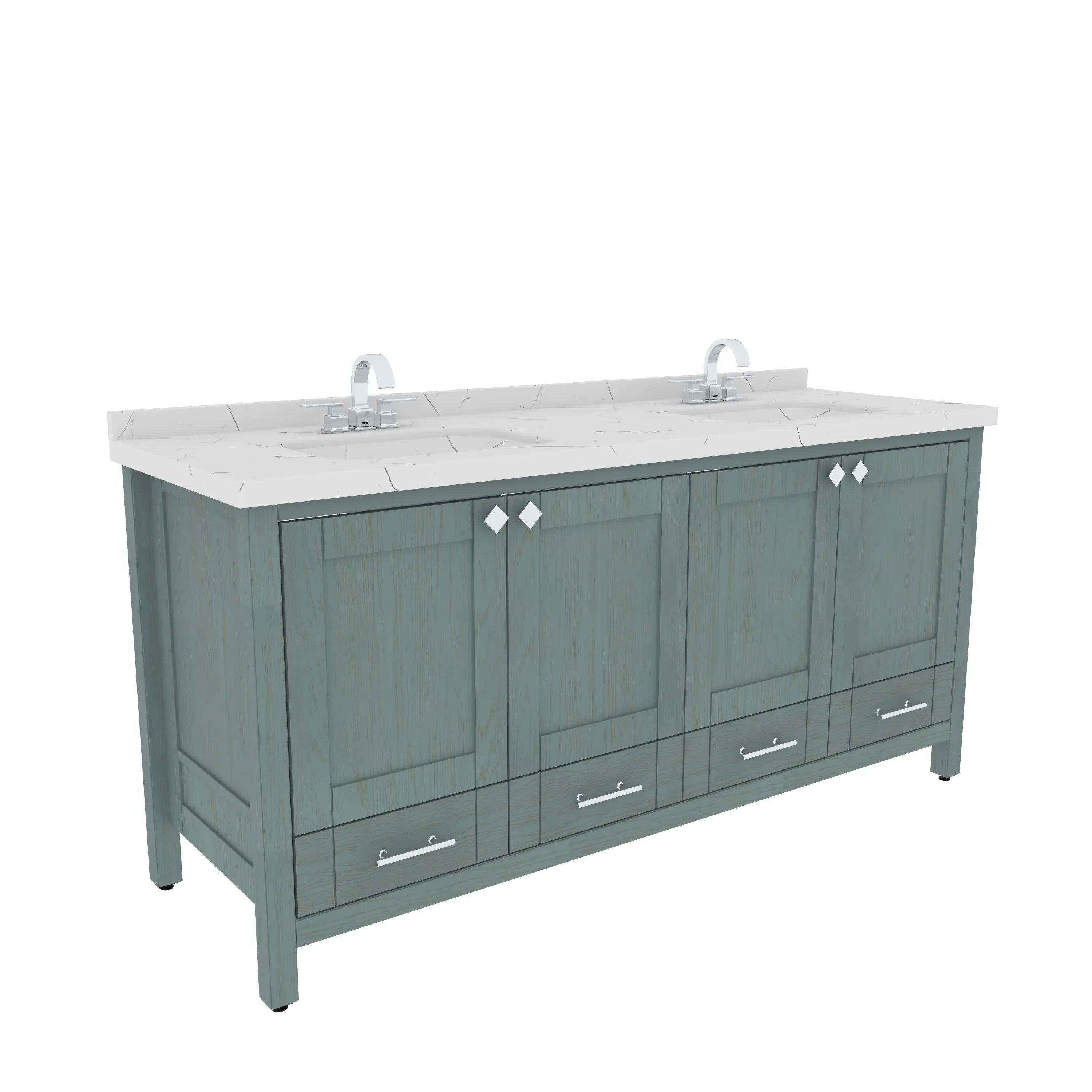 Kardelen 71'' Wide Free-standing Double Bathroom Vanity with Engineered Marble Vanity Top