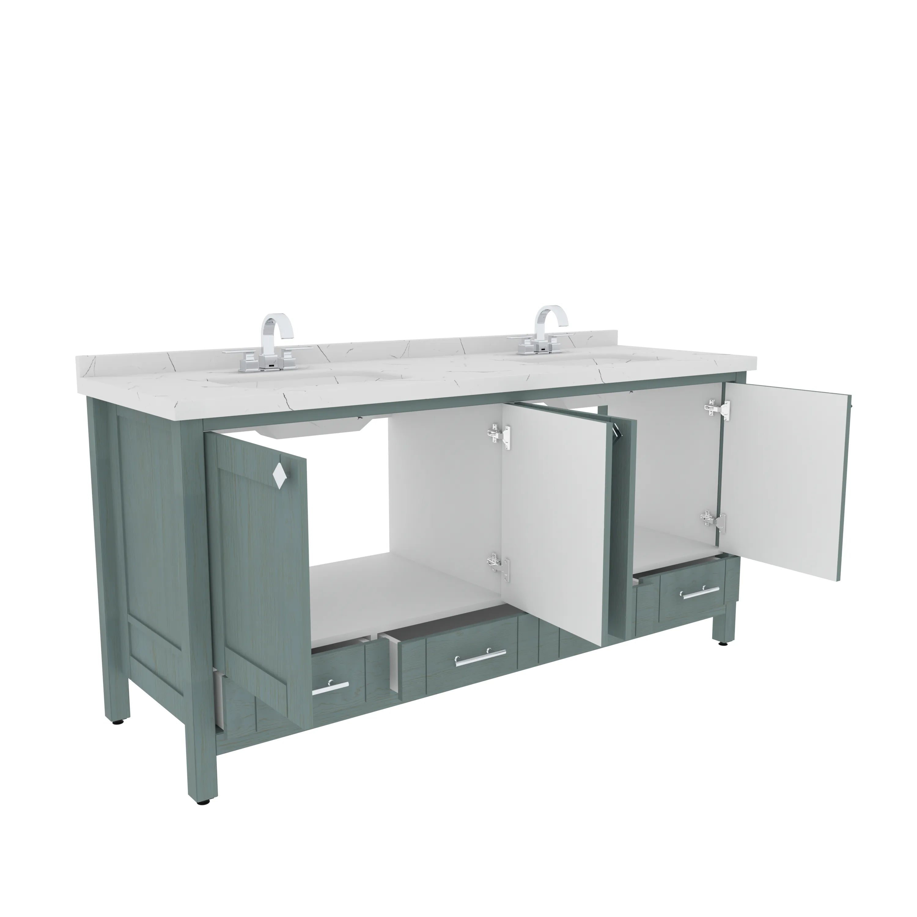 Kardelen 71'' Wide Free-standing Double Bathroom Vanity with Engineered Marble Vanity Top