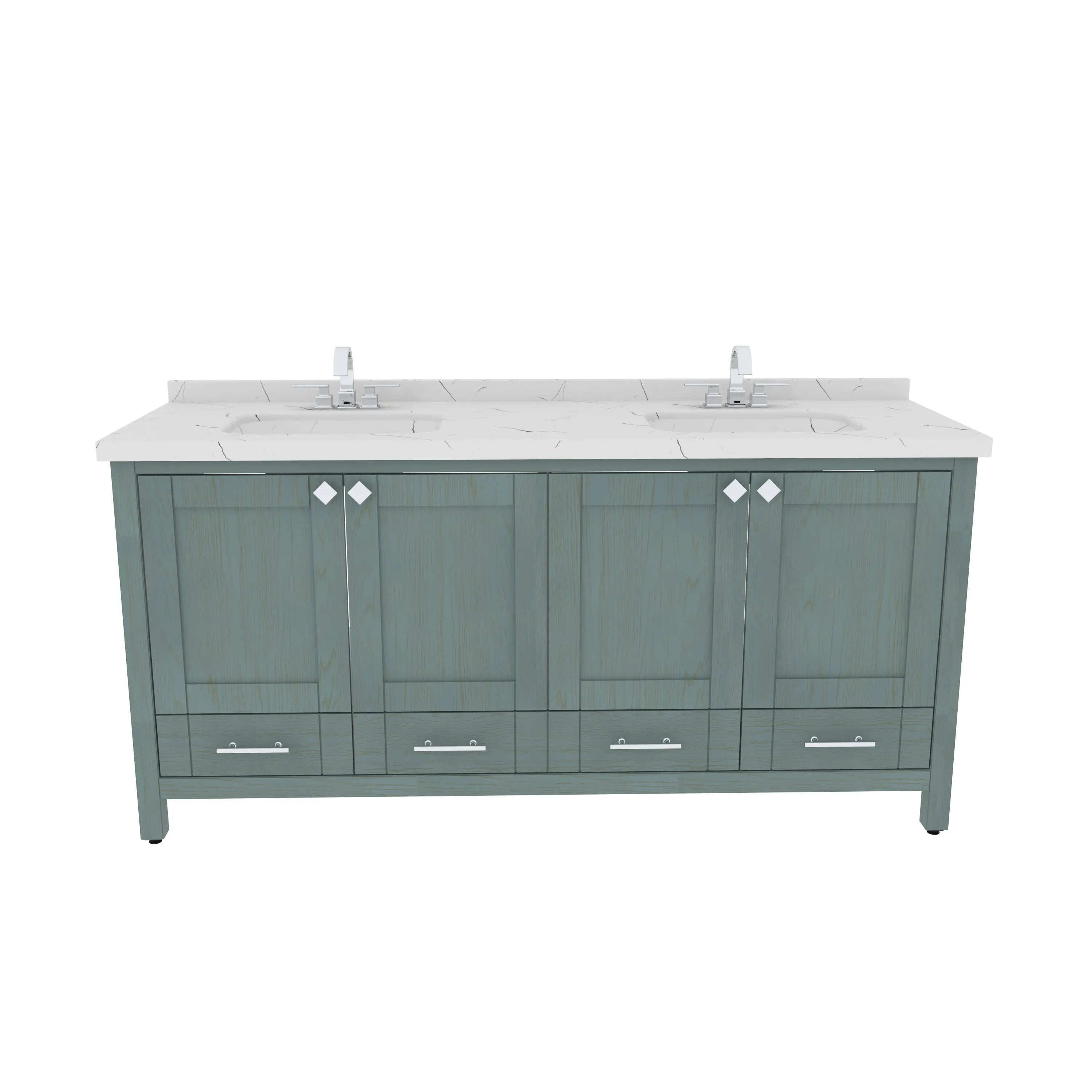 Kardelen 71'' Wide Free-standing Double Bathroom Vanity with Engineered Marble Vanity Top