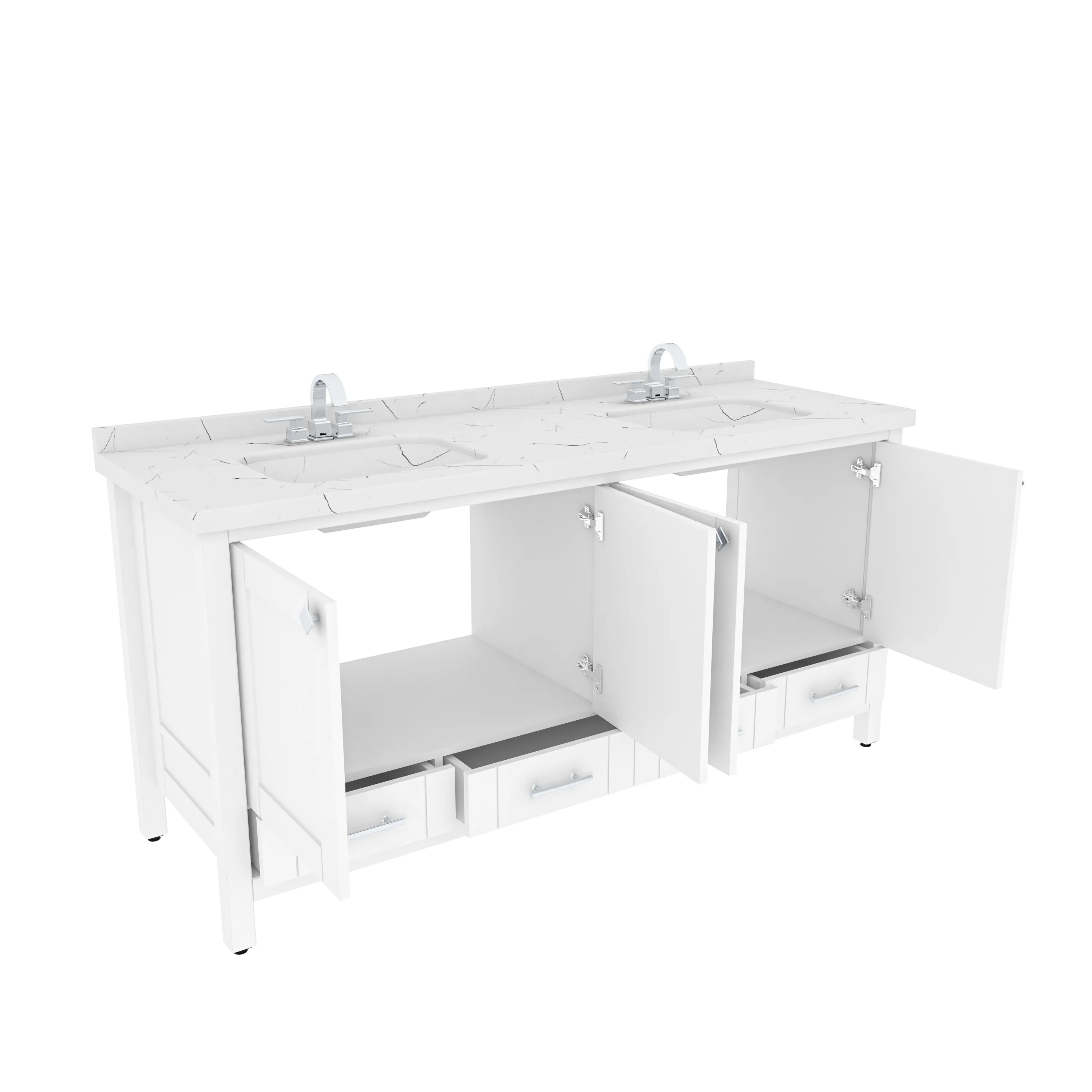 Kardelen 71'' Wide Free-standing Double Bathroom Vanity with Engineered Marble Vanity Top