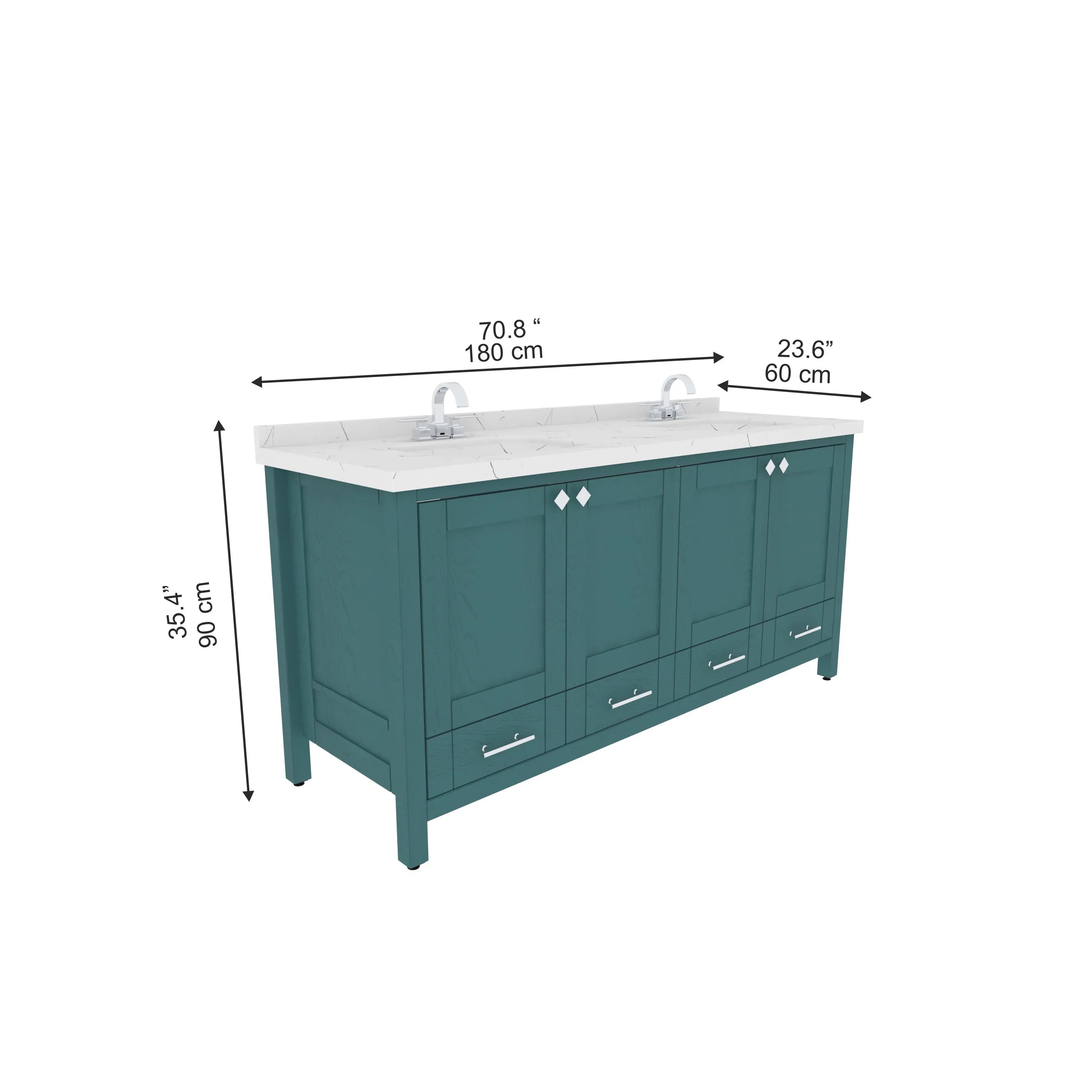 Kardelen 71'' Wide Free-standing Double Bathroom Vanity with Engineered Marble Vanity Top