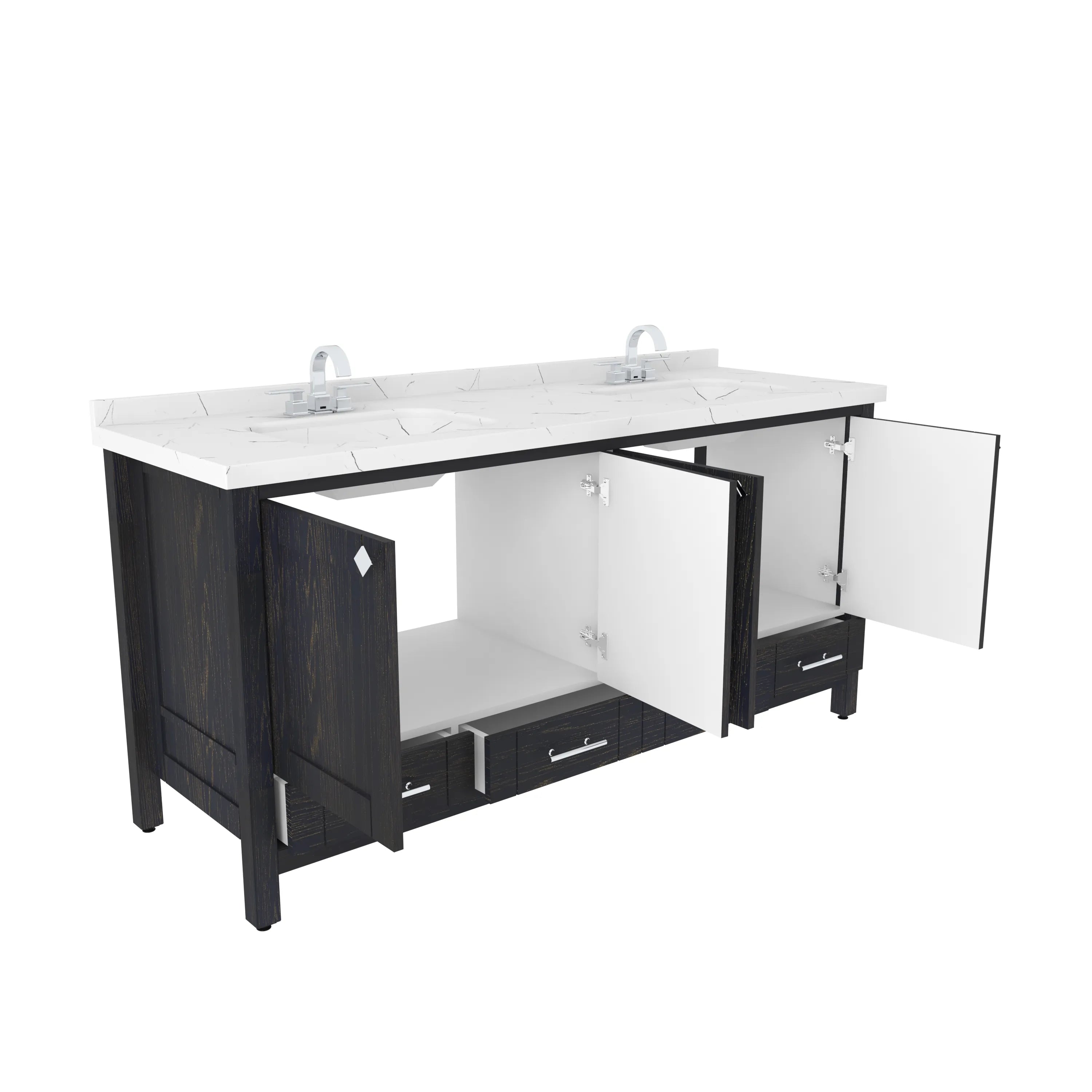 Kardelen 71'' Wide Free-standing Double Bathroom Vanity with Engineered Marble Vanity Top