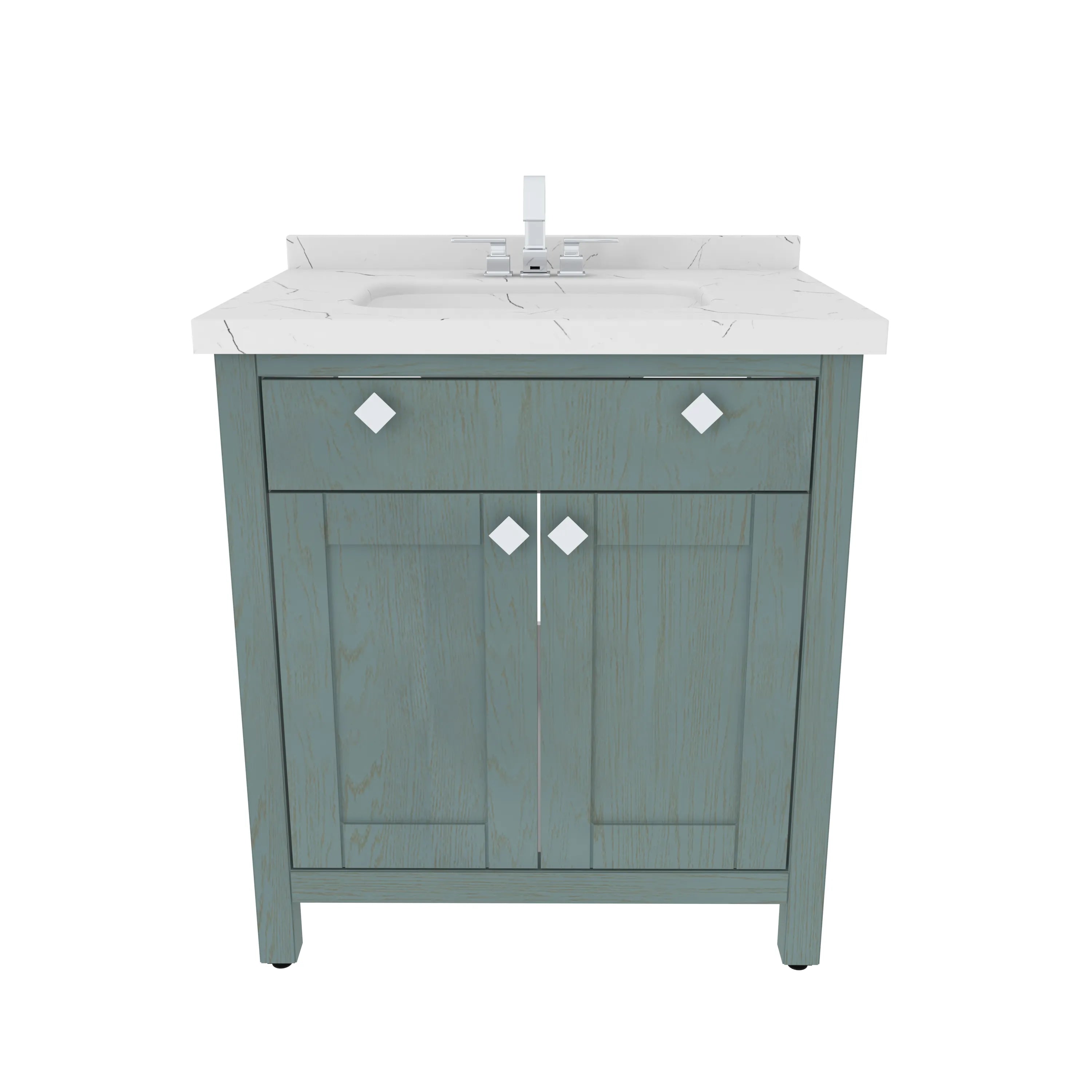 Kardelen 31" Wide Free-standing Single Bathroom Vanity with Engineered Marble Vanity Top