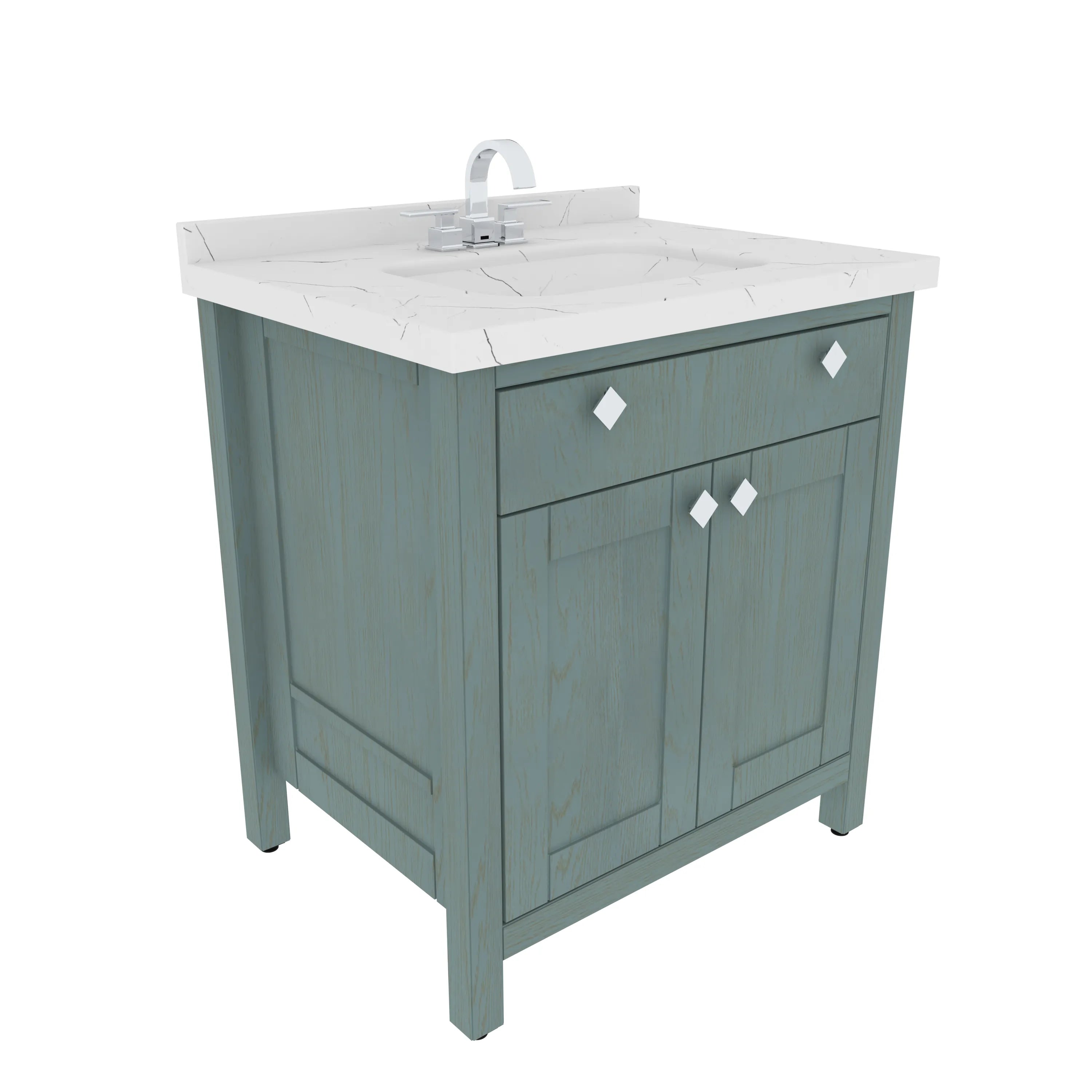 Kardelen 31" Wide Free-standing Single Bathroom Vanity with Engineered Marble Vanity Top