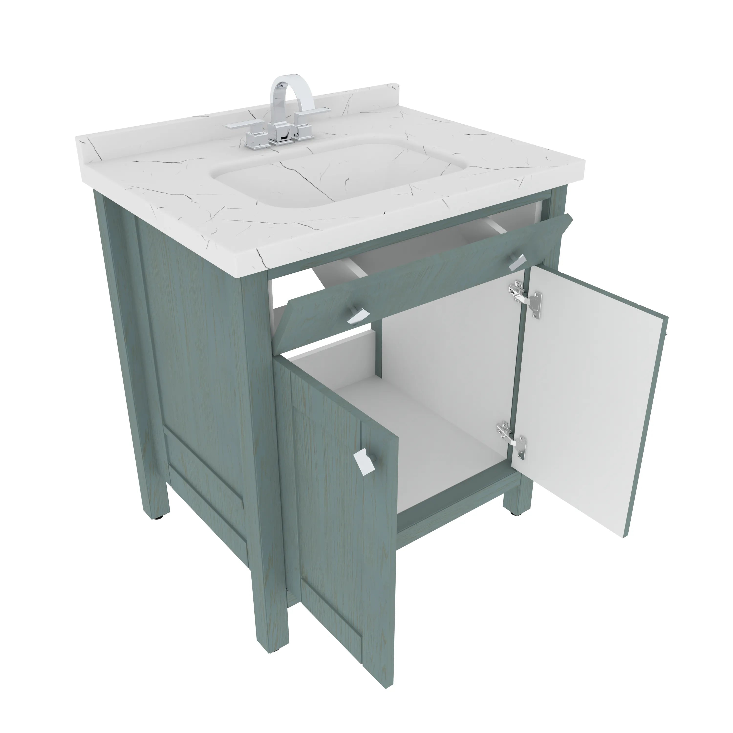 Kardelen 31" Wide Free-standing Single Bathroom Vanity with Engineered Marble Vanity Top