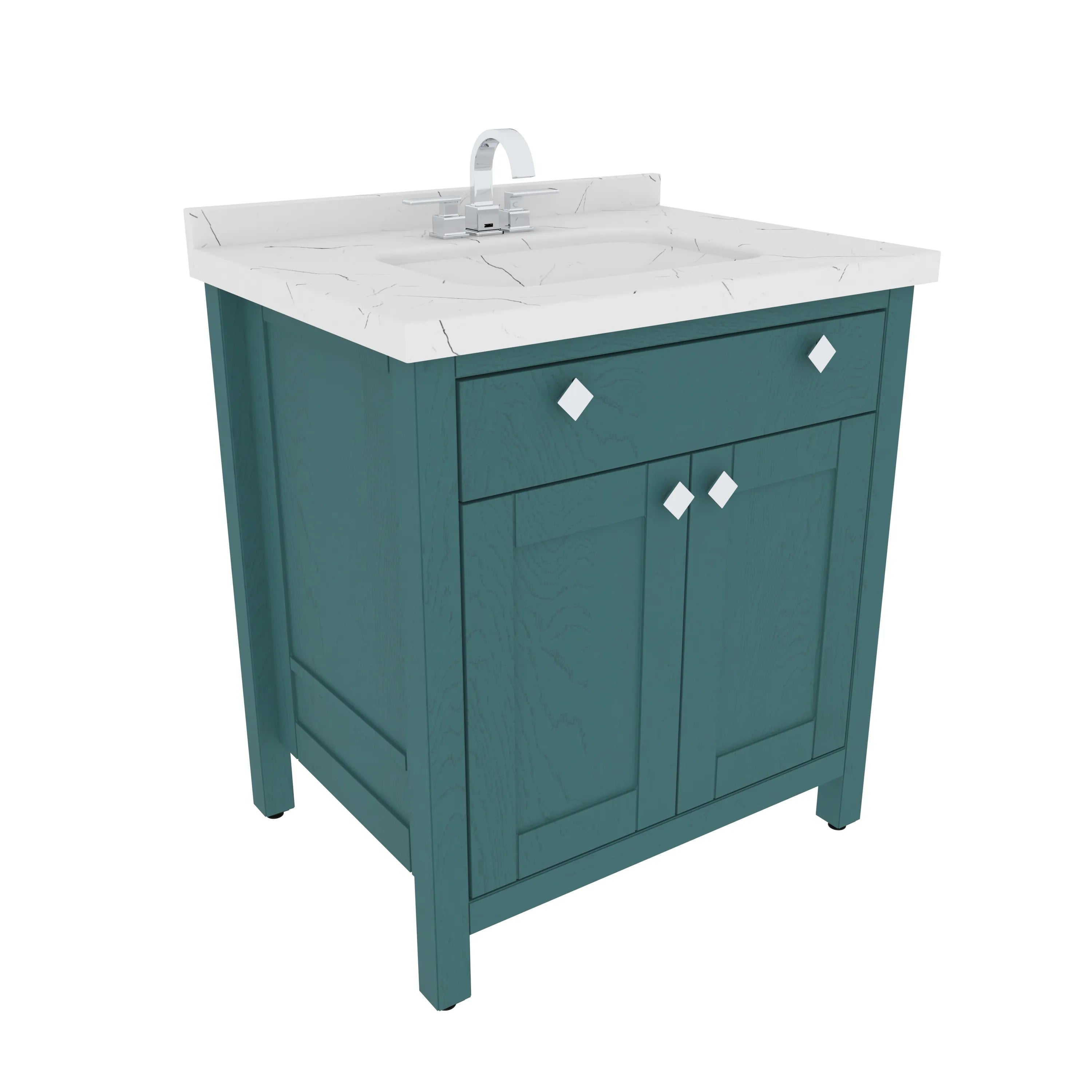 Kardelen 31" Wide Free-standing Single Bathroom Vanity with Engineered Marble Vanity Top