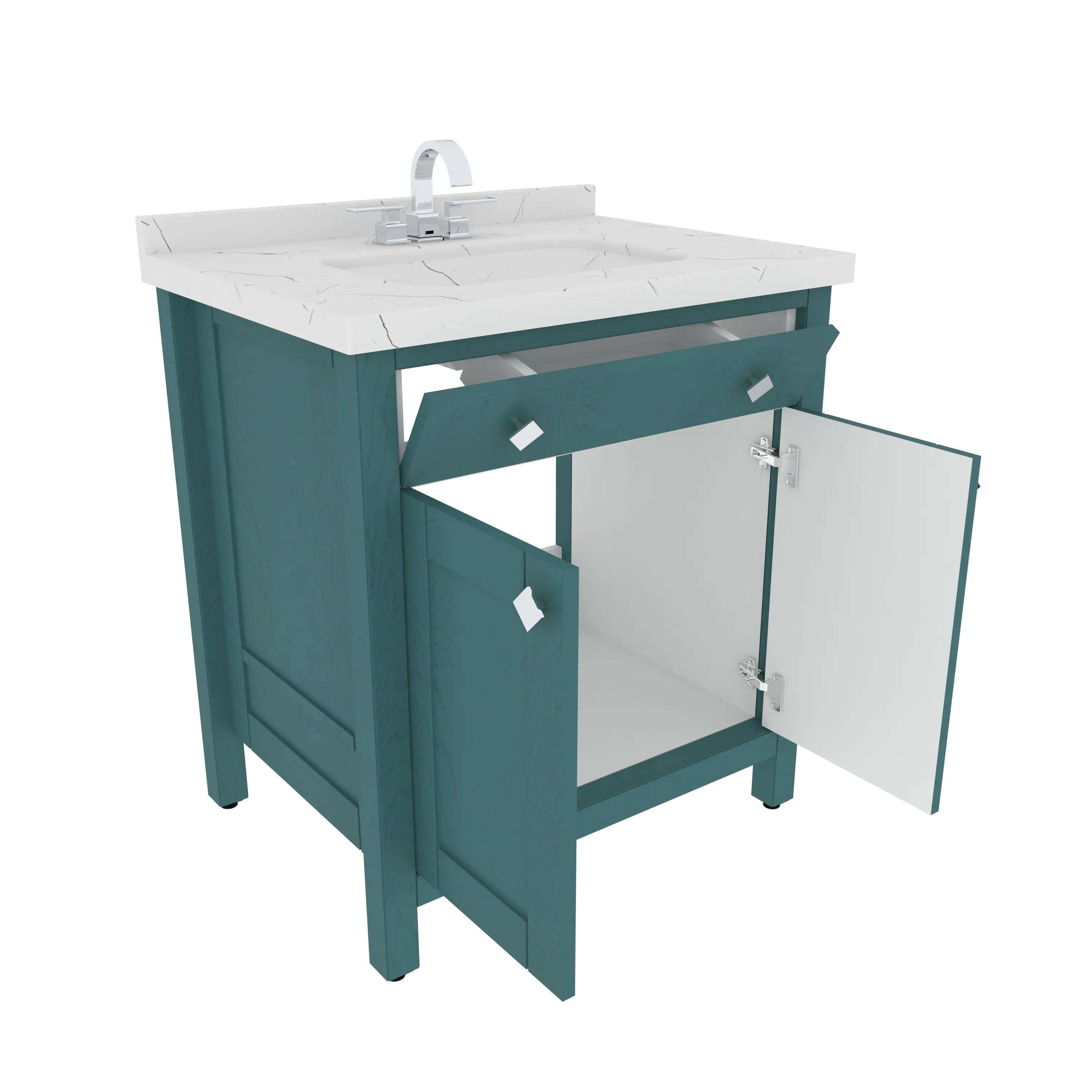 Kardelen 31" Wide Free-standing Single Bathroom Vanity with Engineered Marble Vanity Top