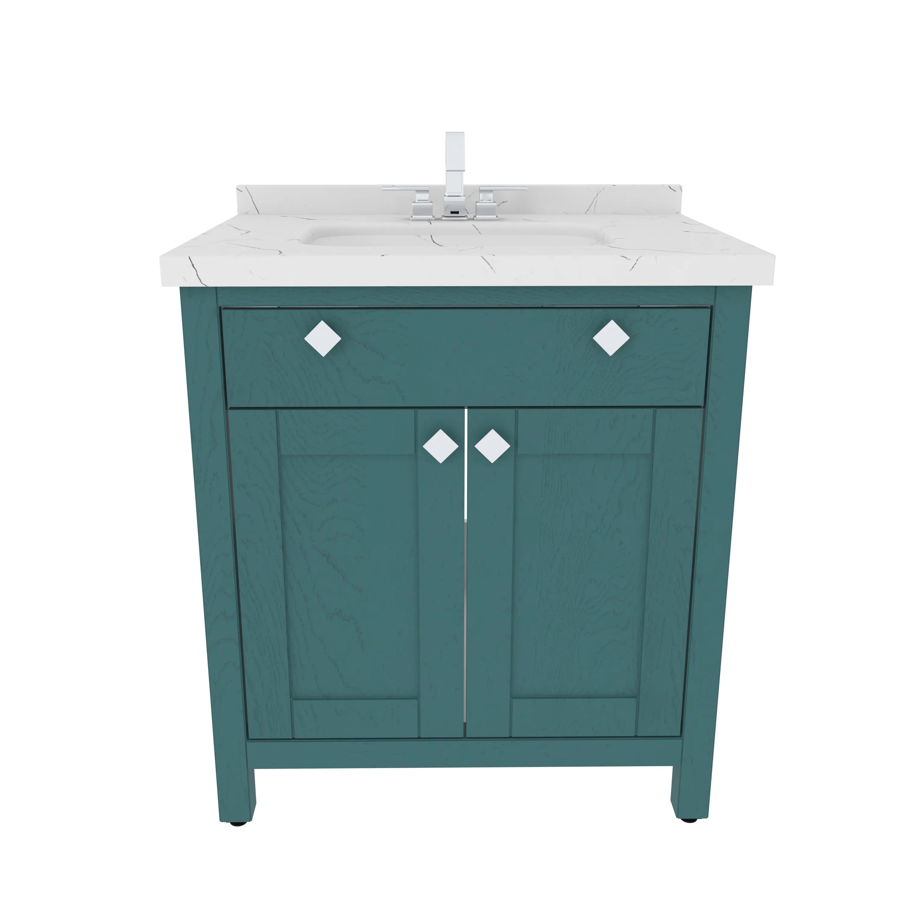 Kardelen 31" Wide Free-standing Single Bathroom Vanity with Engineered Marble Vanity Top