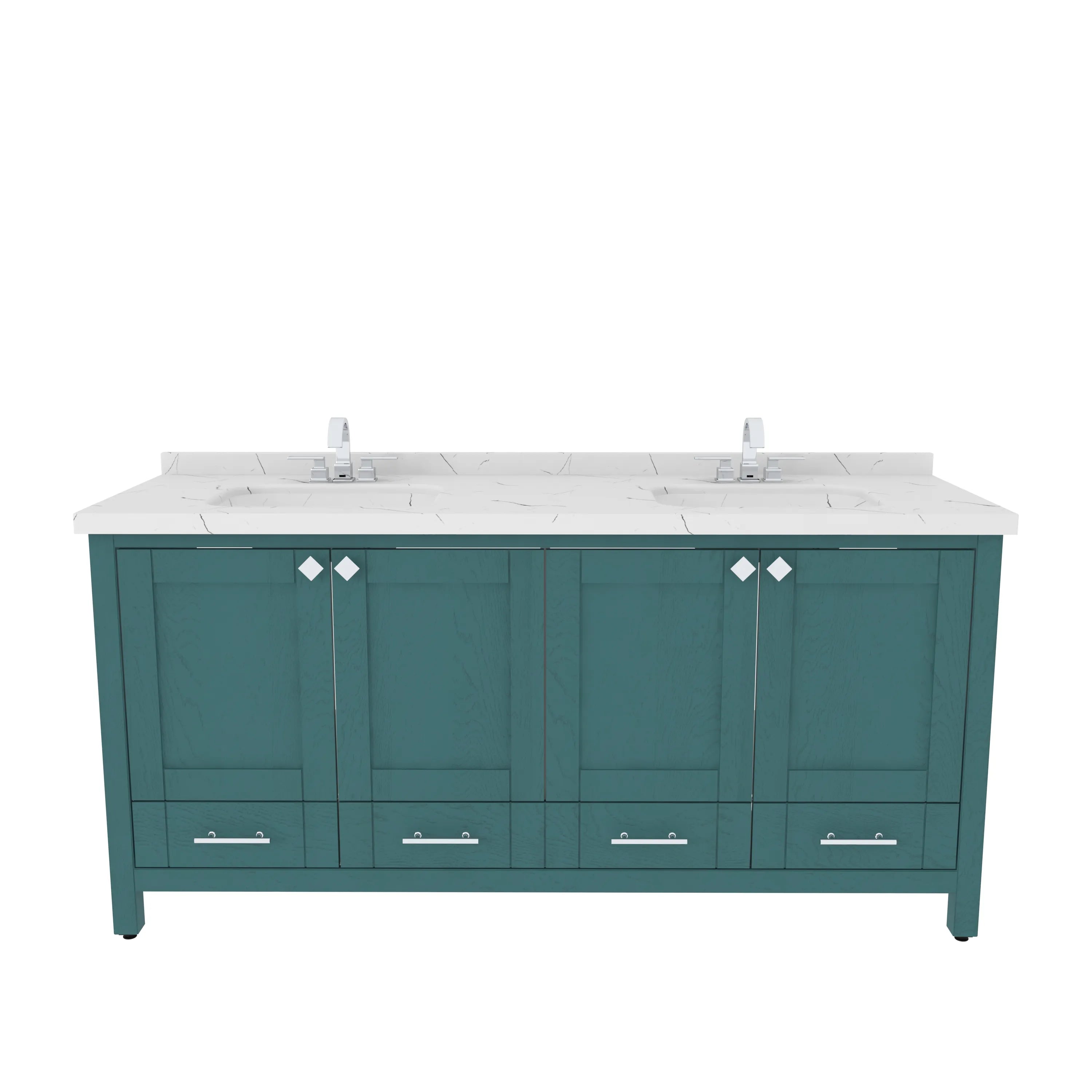 Kardelen 71'' Wide Free-standing Double Bathroom Vanity with Engineered Marble Vanity Top