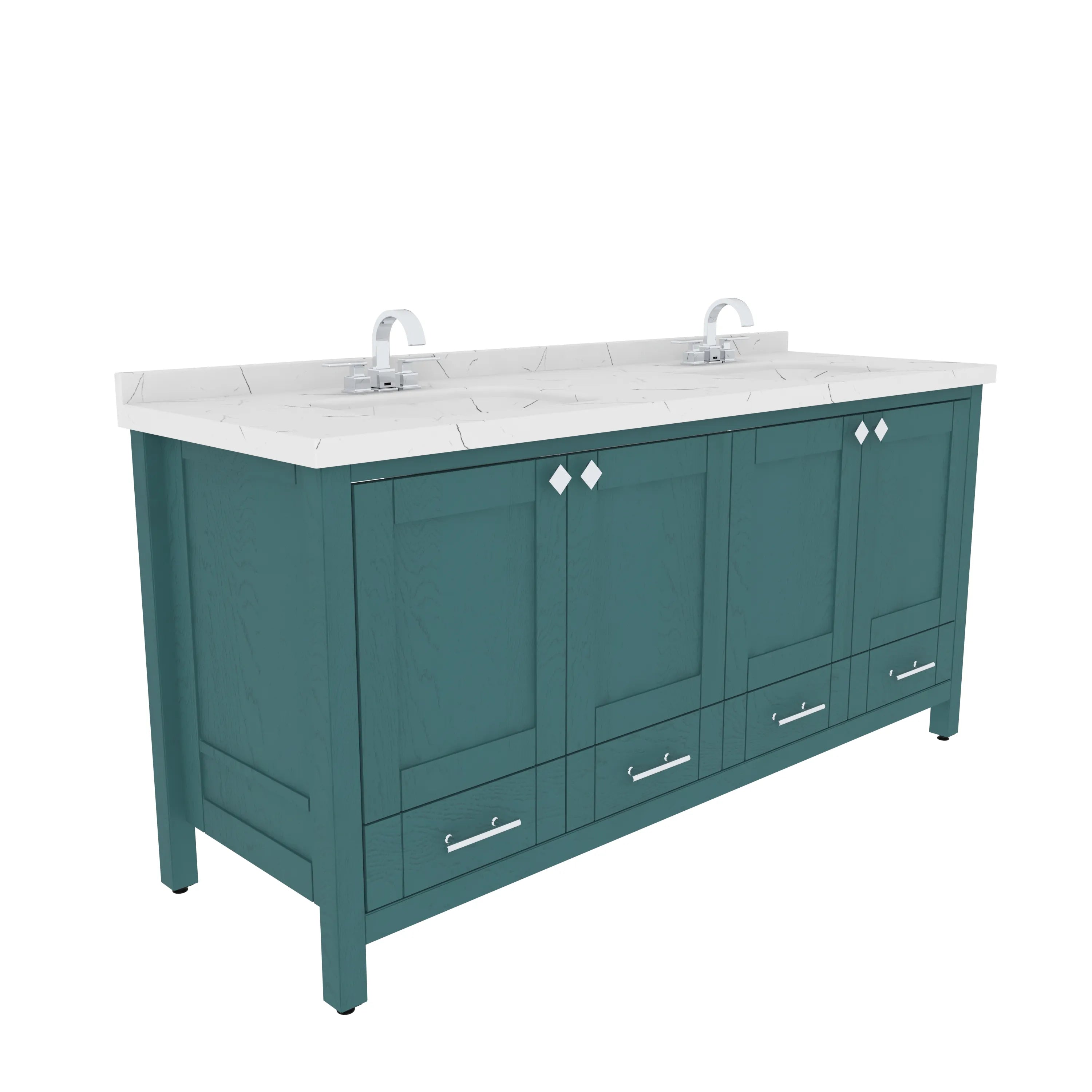 Kardelen 71'' Wide Free-standing Double Bathroom Vanity with Engineered Marble Vanity Top