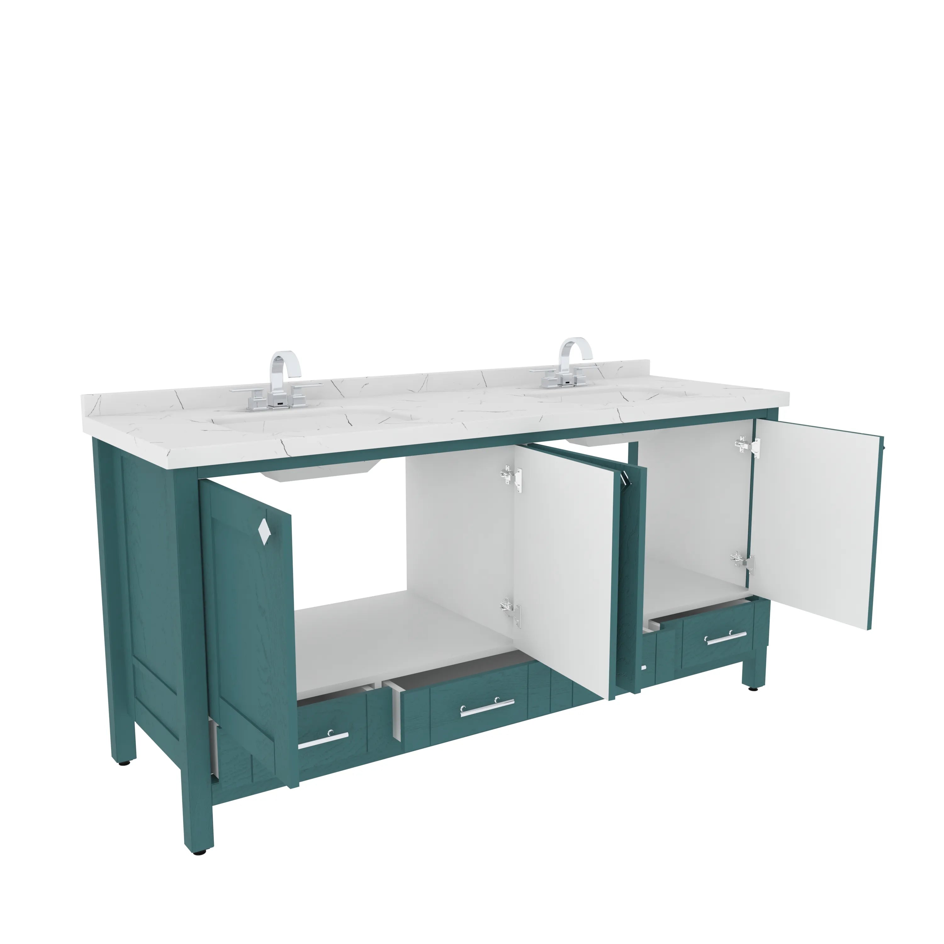 Kardelen 71'' Wide Free-standing Double Bathroom Vanity with Engineered Marble Vanity Top