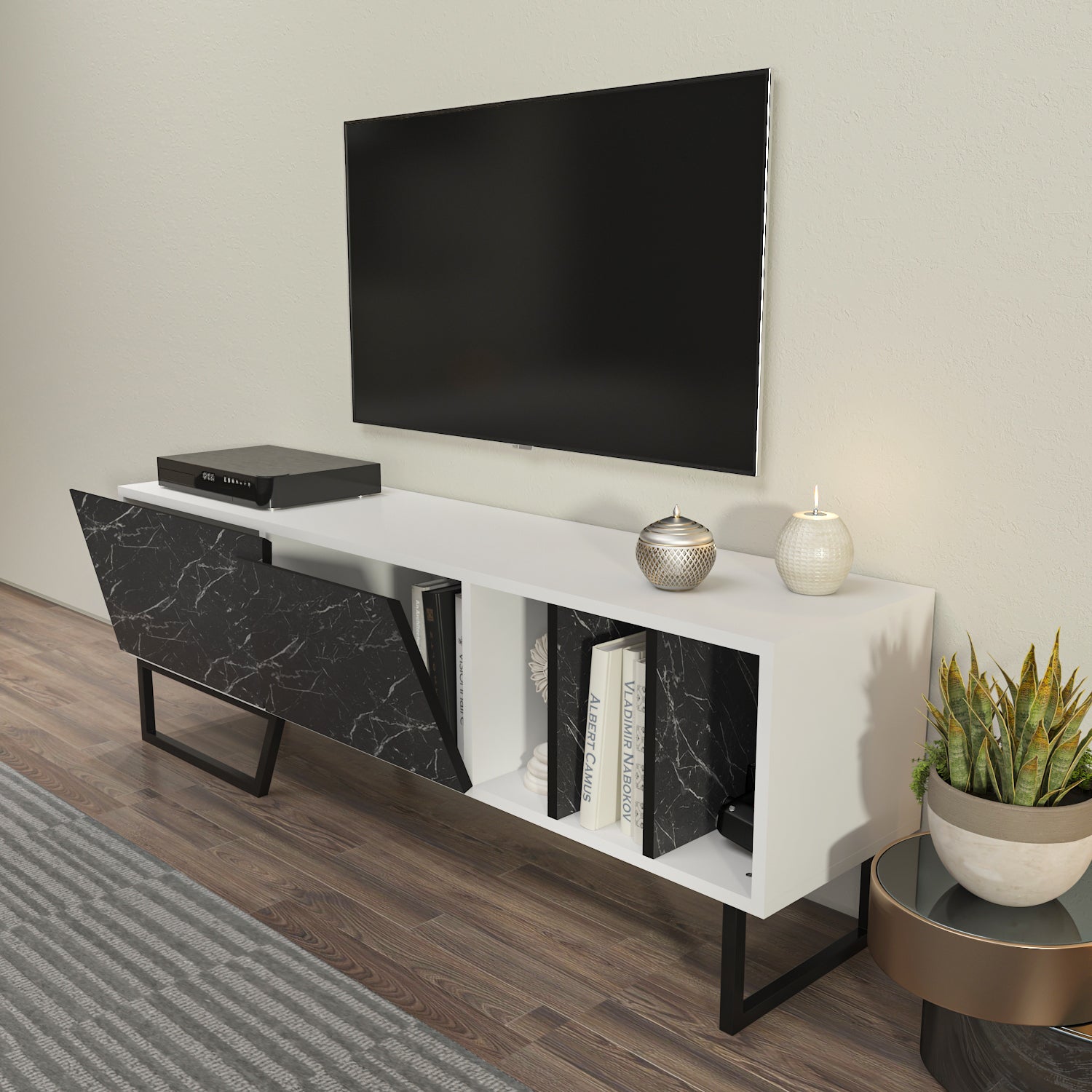 Linossa 59" Modern TV Stand Media Console fits TVs up to 65"