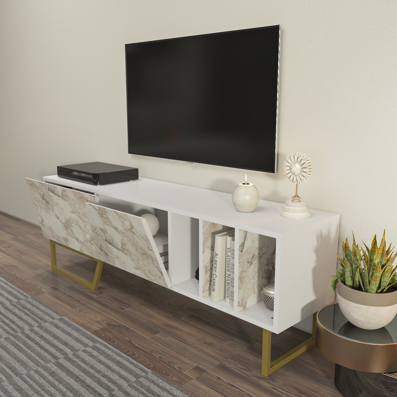 Linossa 59" Modern TV Stand Media Console fits TVs up to 65"
