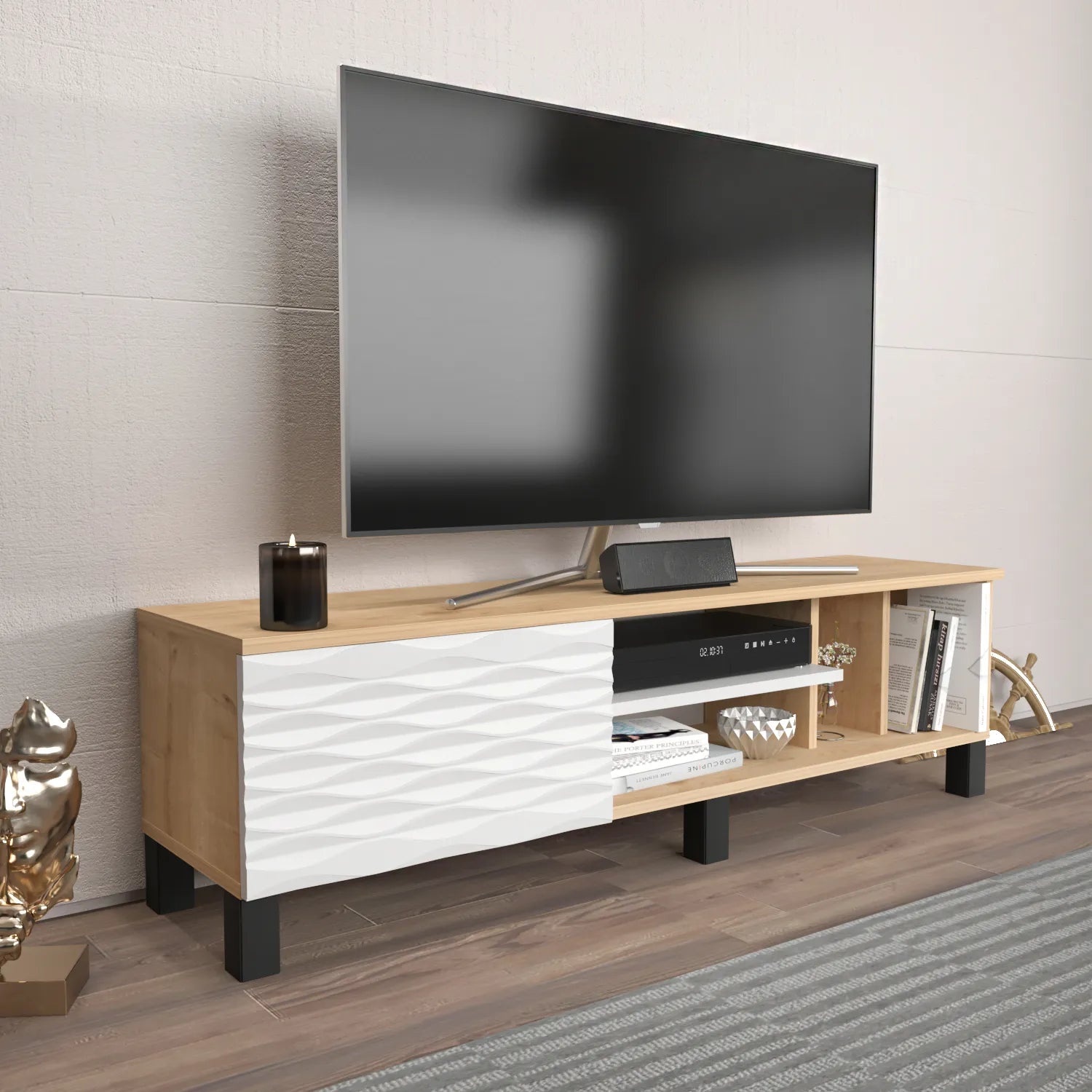 Olyo 55 inch Wide TV Stand Media Console for TVs up to 60 inch