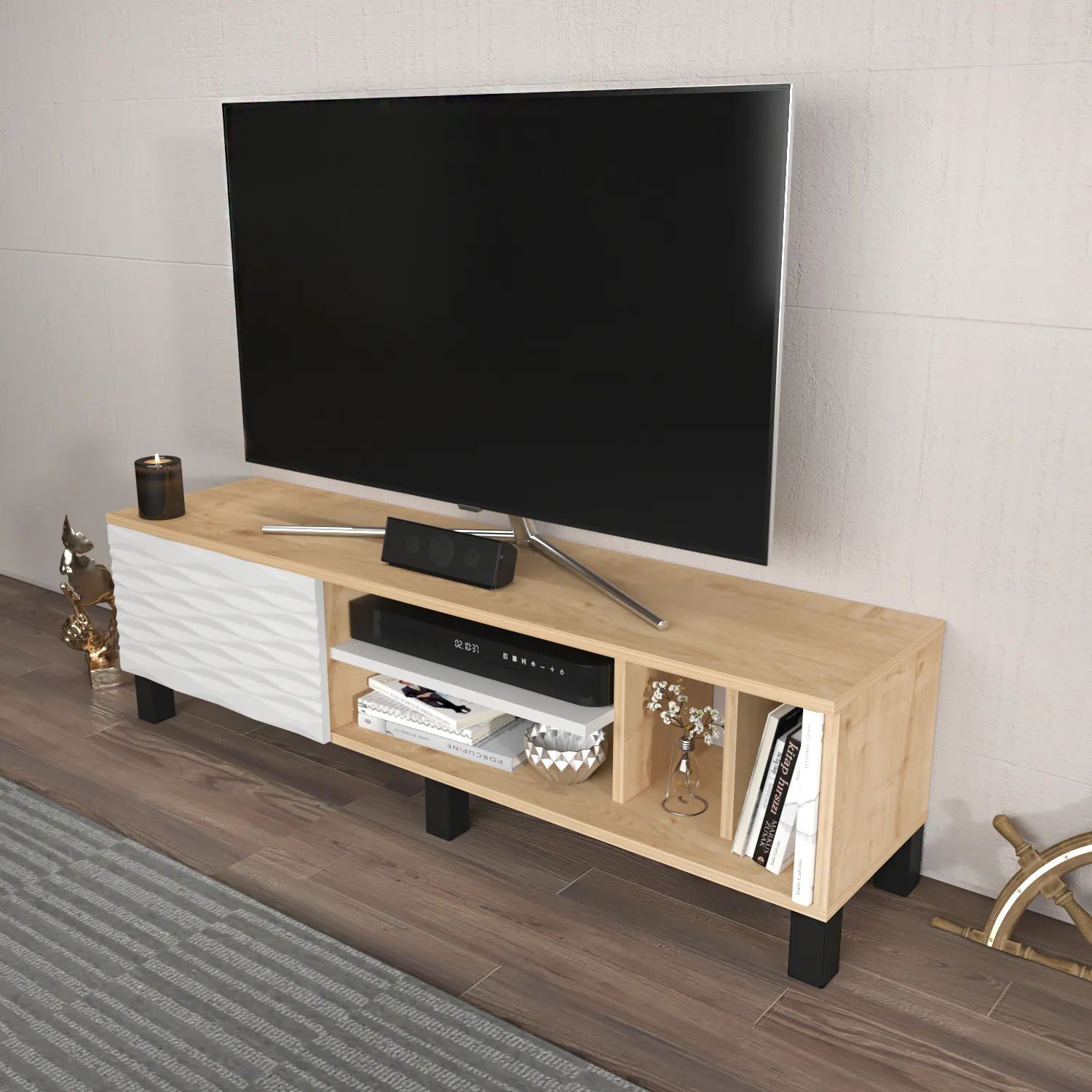 Olyo 55 inch Wide TV Stand Media Console for TVs up to 60 inch