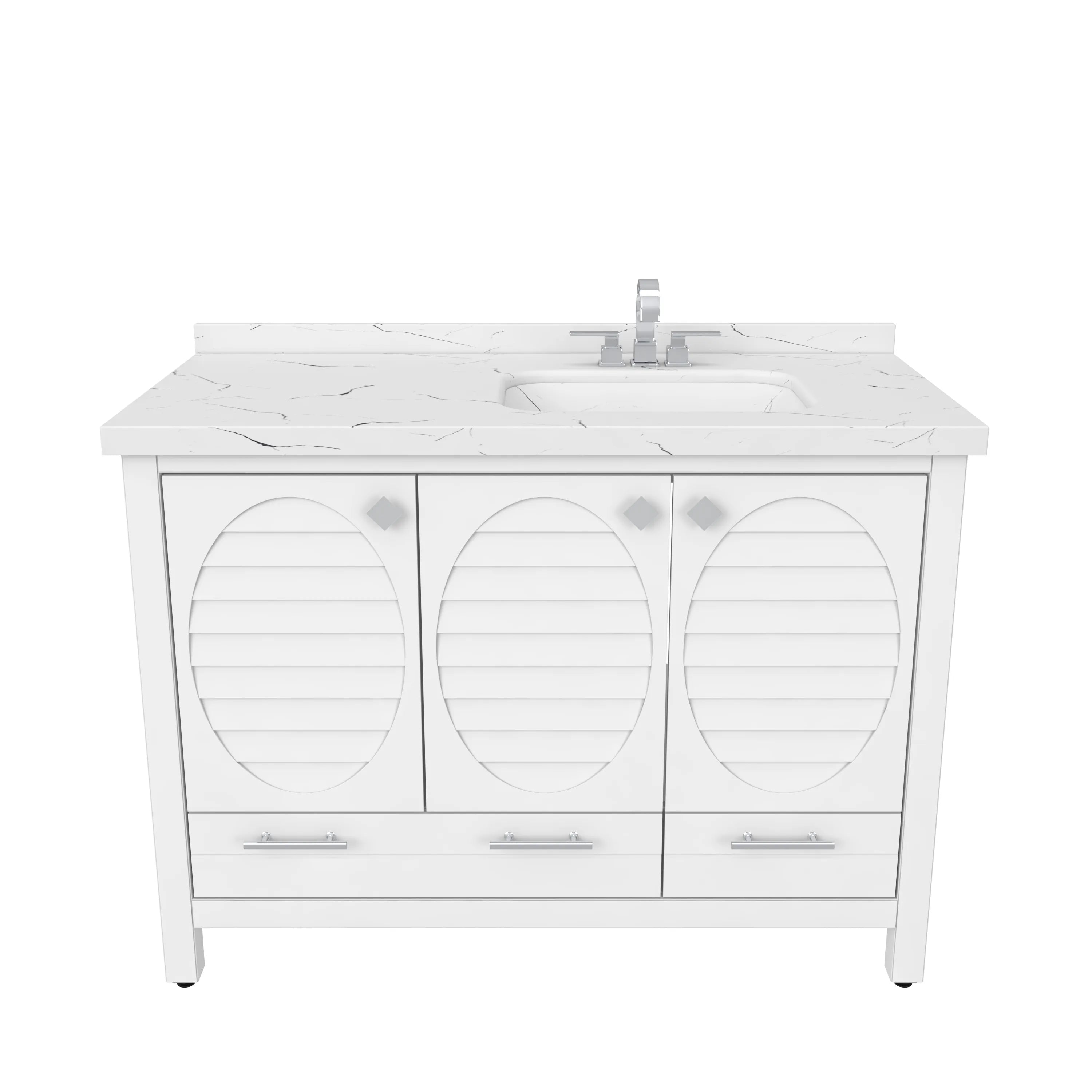 Papatya 47'' Wide Free-standing Single Bathroom Vanity with Engineered Marble Vanity Top