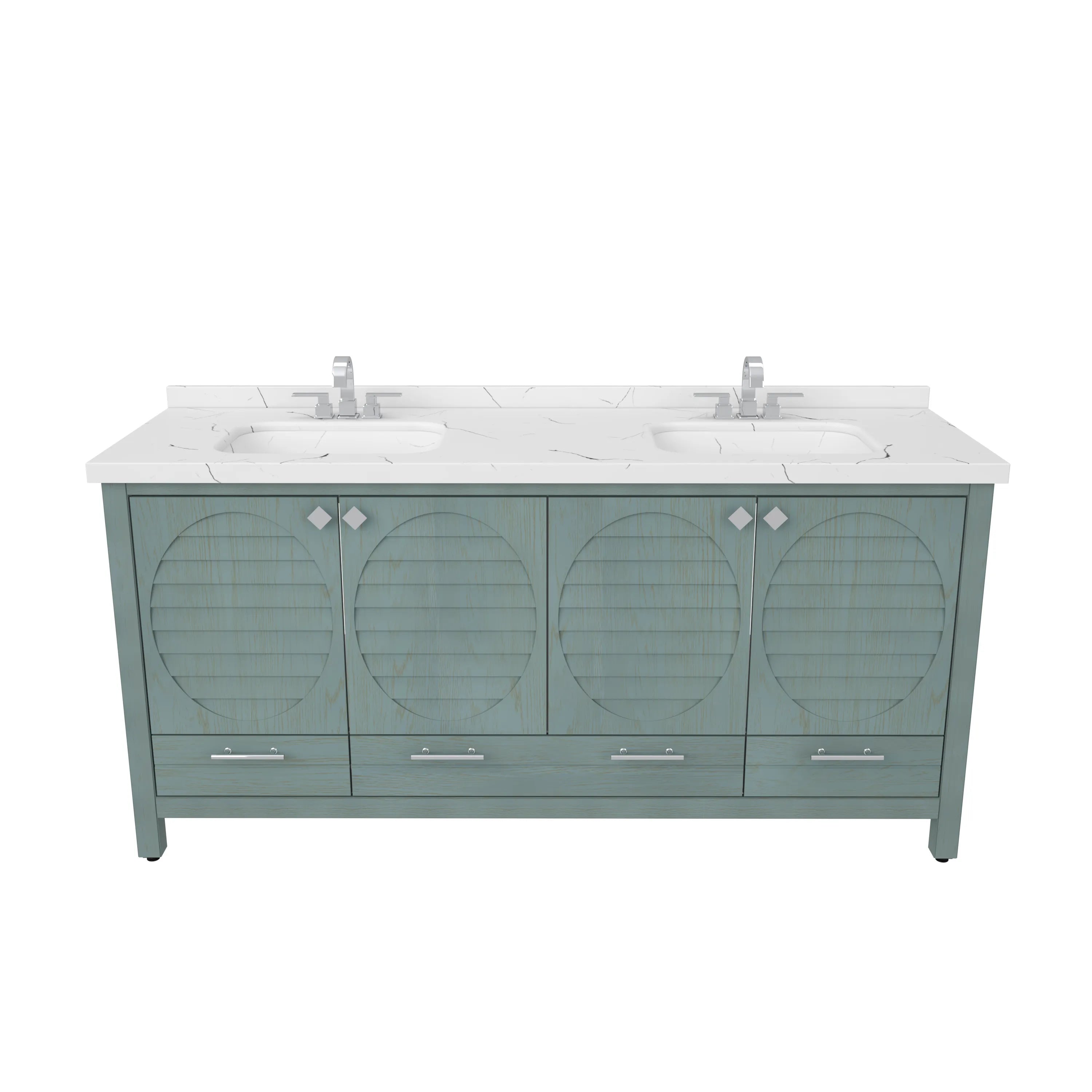 Papatya 71'' Wide Free-standing Double Bathroom Vanity with Engineered Marble Vanity Top