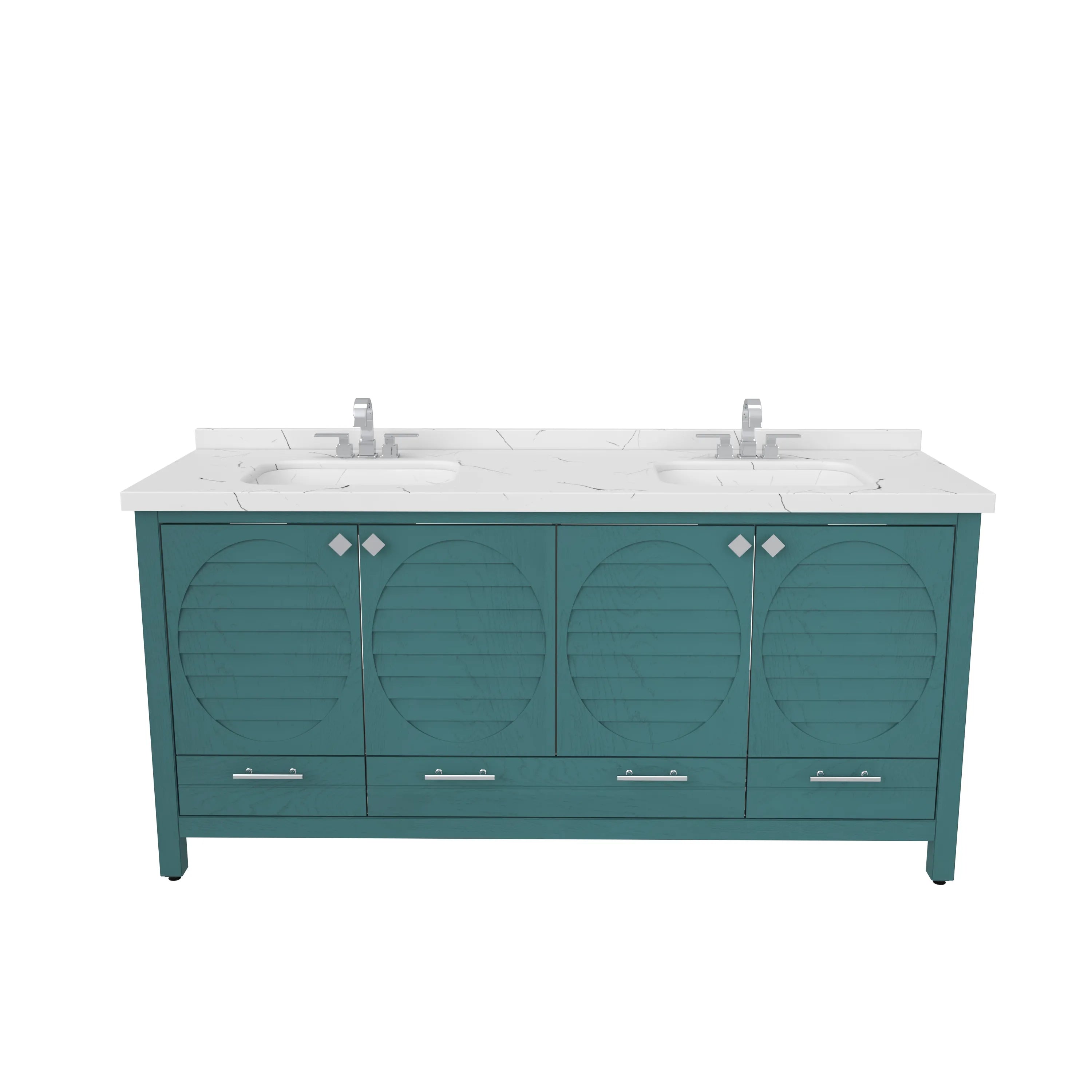 Papatya 71'' Wide Free-standing Double Bathroom Vanity with Engineered Marble Vanity Top