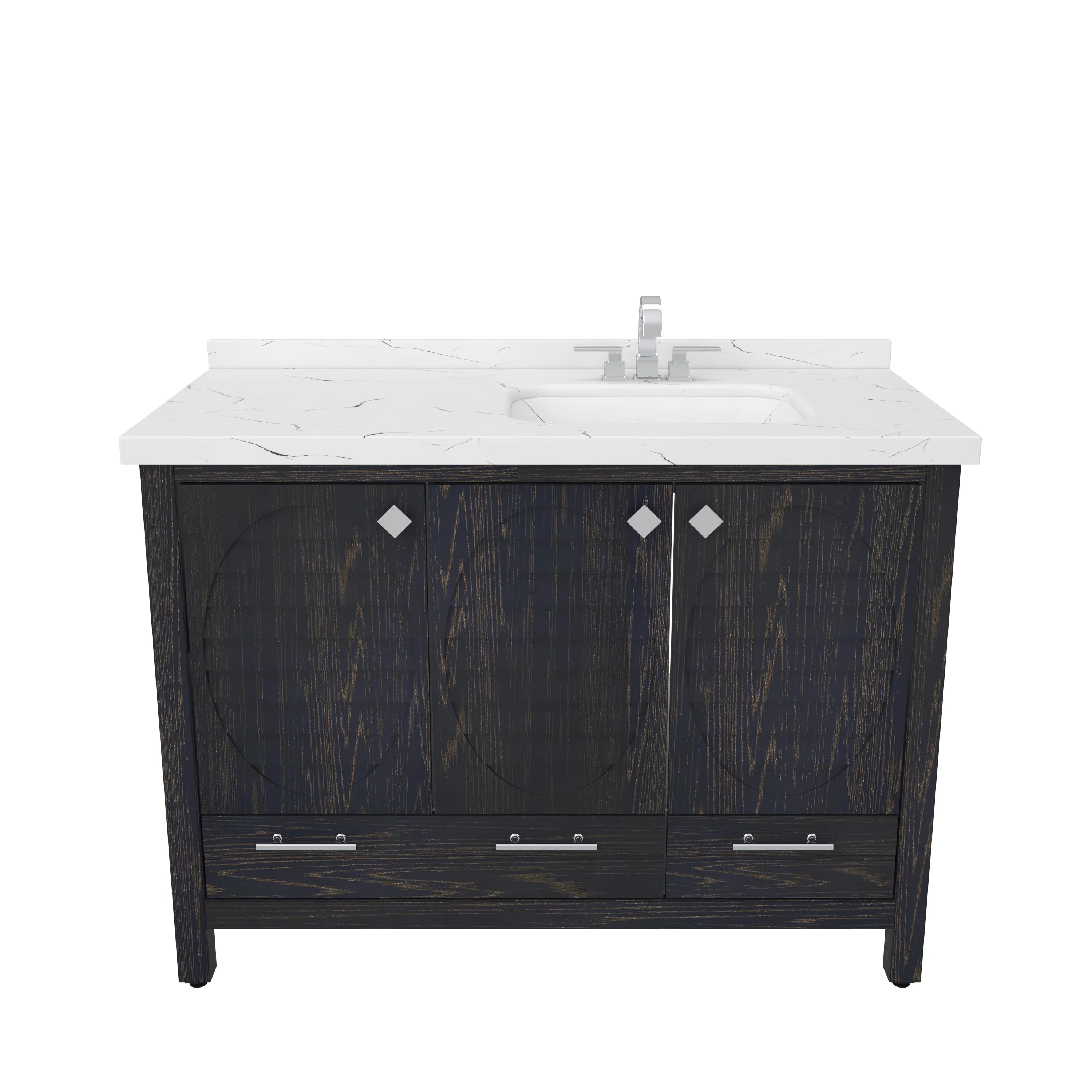 Papatya 47'' Wide Free-standing Single Bathroom Vanity with Engineered Marble Vanity Top