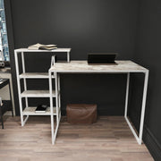 Rino 52 inch Wide Industrial Computer Writing Desk with Bookshelf