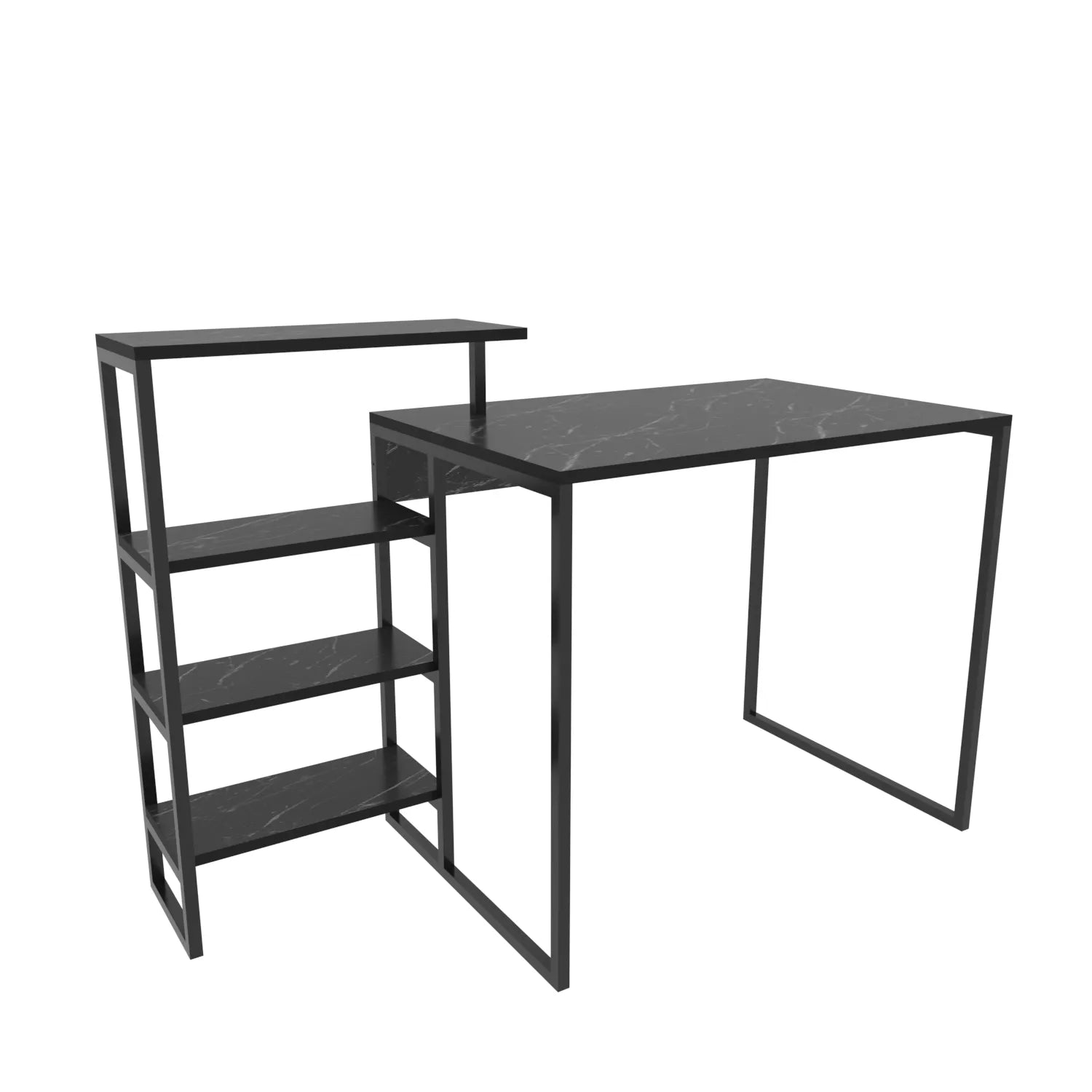 Rino 52 inch Wide Industrial Computer Writing Desk with Bookshelf