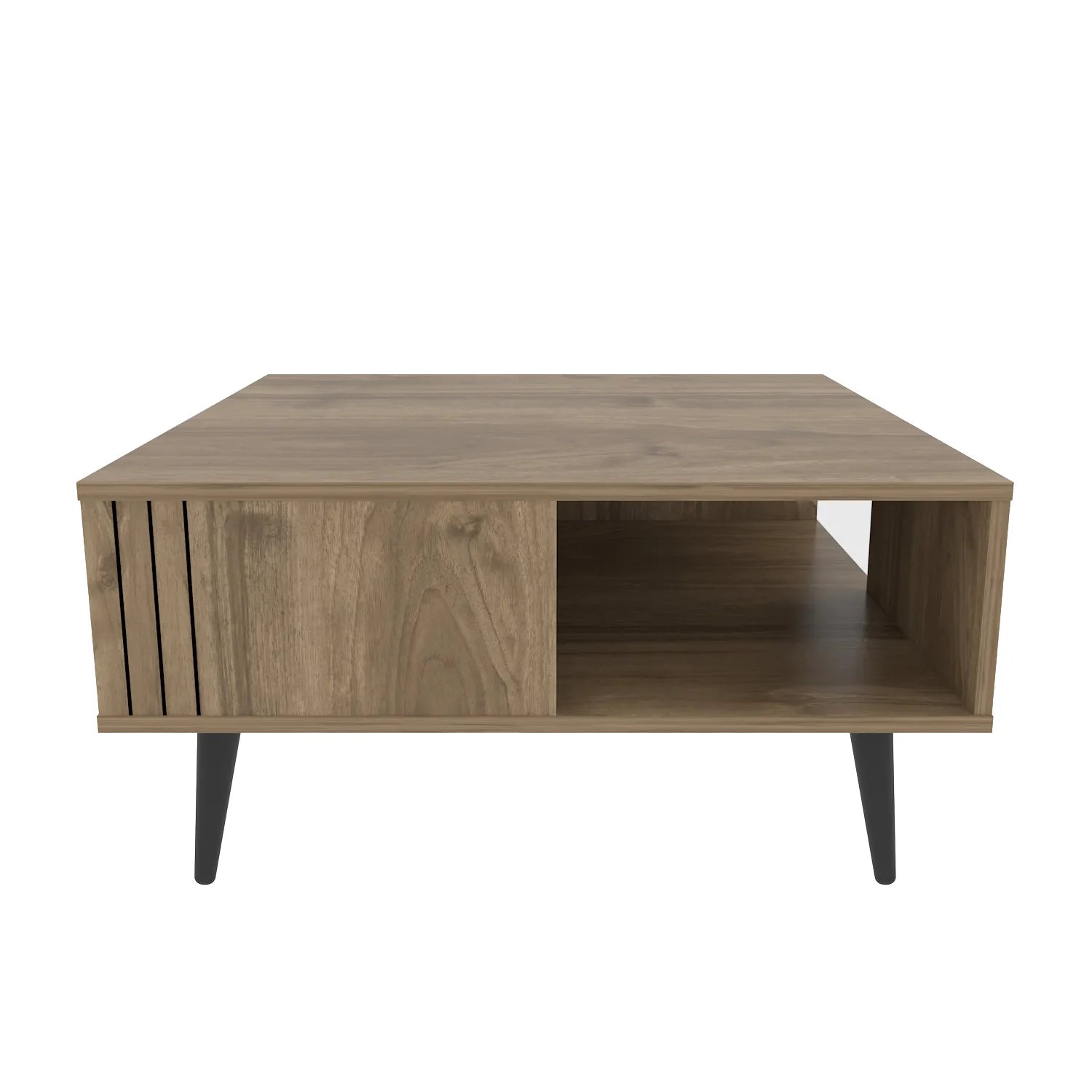 Ronas 35 inch Wide Square Coffee Table with Open Shelf Storage | Cocktail Table