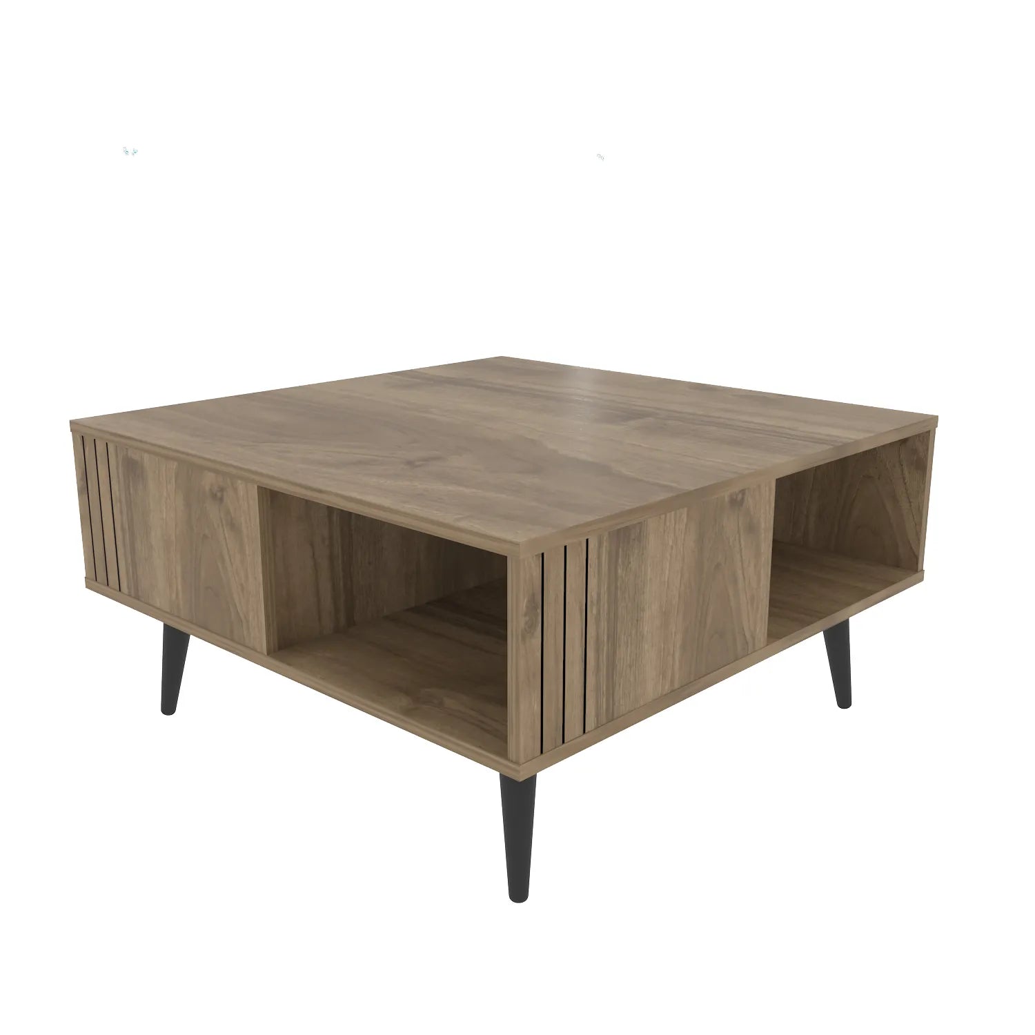 Ronas 35 inch Wide Square Coffee Table with Open Shelf Storage | Cocktail Table