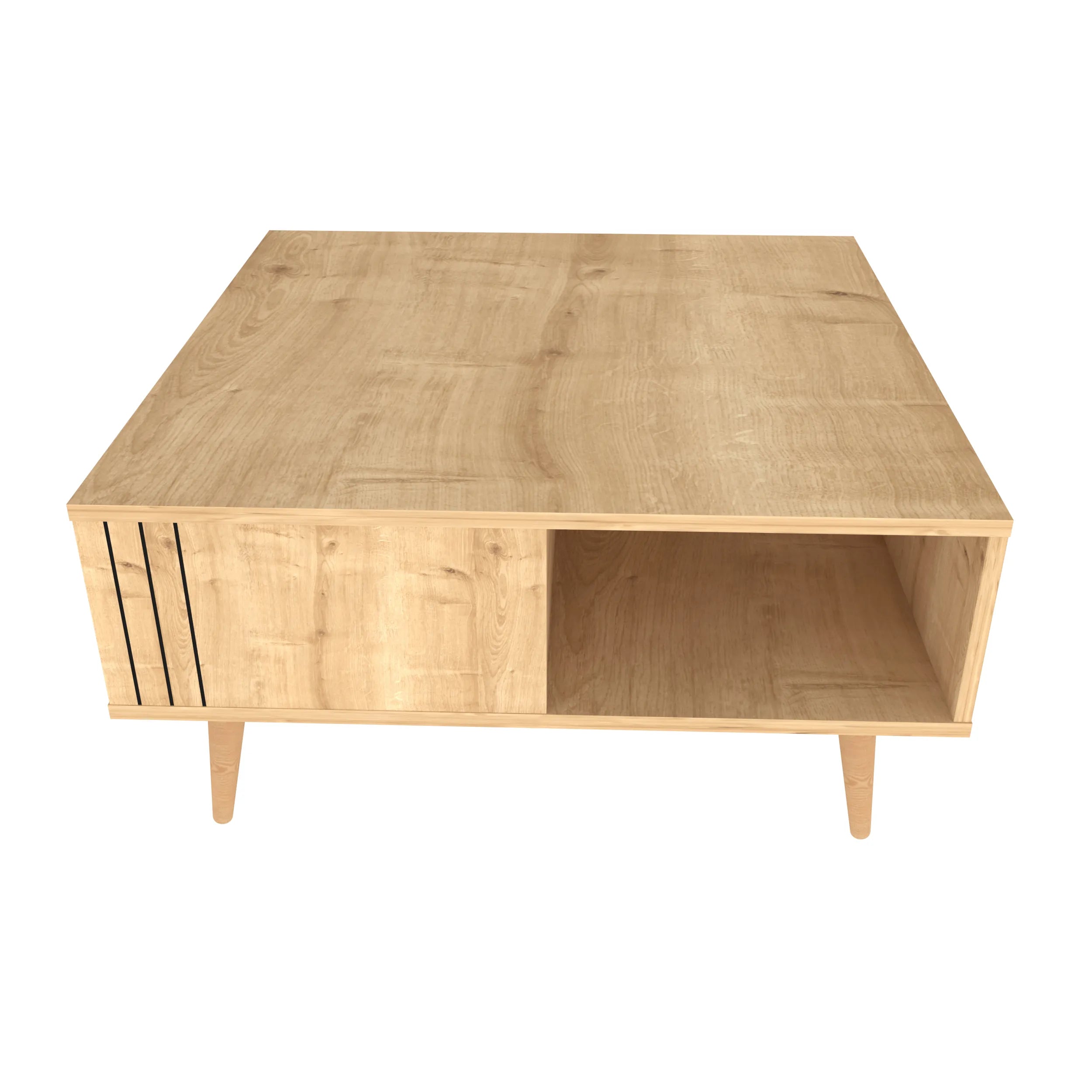 Ronas 35 inch Wide Square Coffee Table with Open Shelf Storage | Cocktail Table