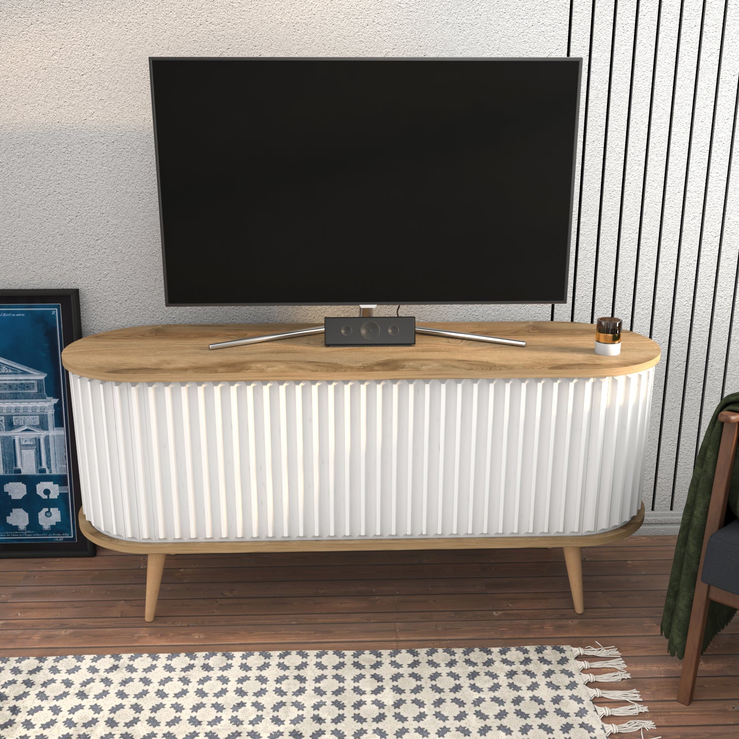 Store 55" Wide Oval TV Stand | Media Console