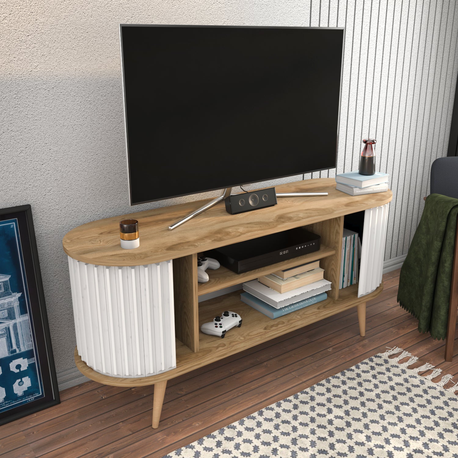 Store 55" Wide Oval TV Stand | Media Console