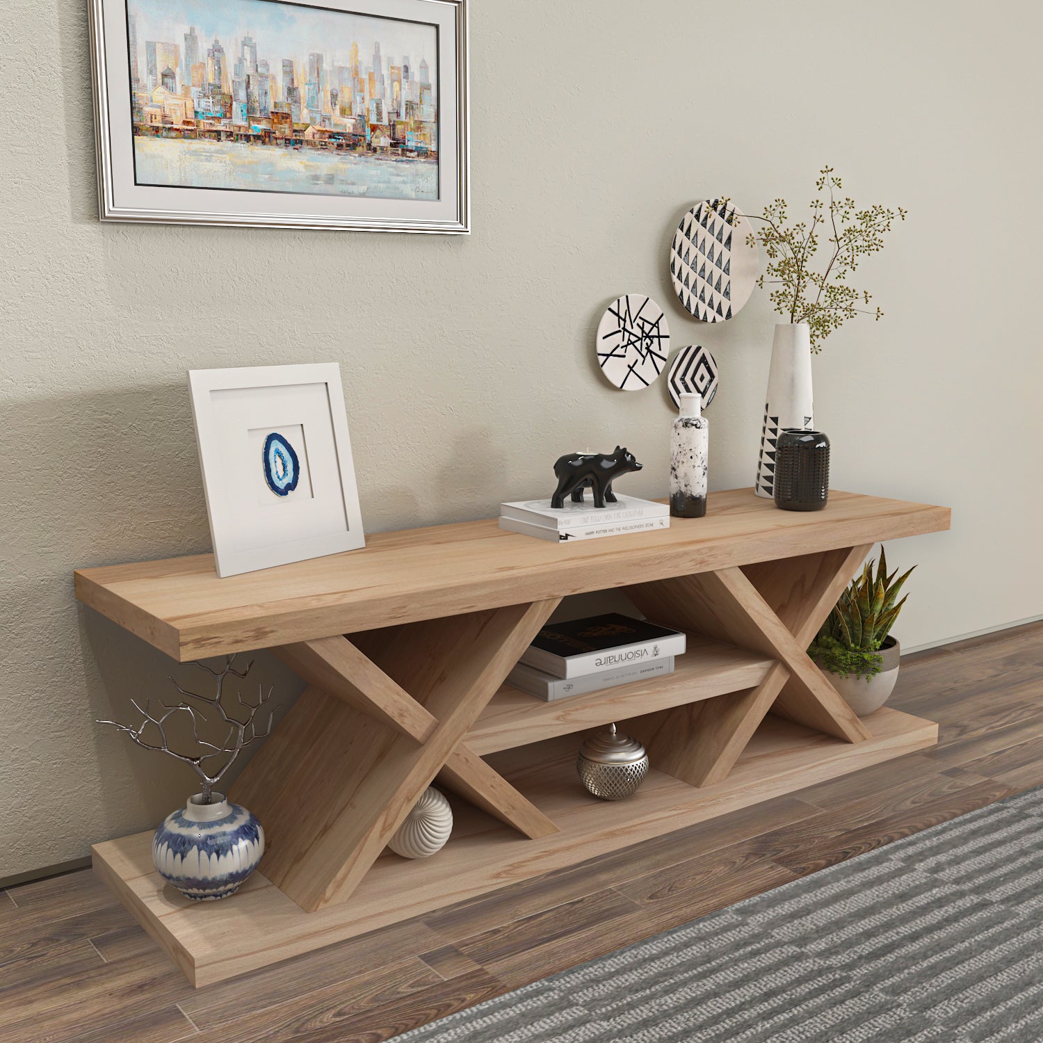 Massi 55'' Solid Wood TV Stand Console Table