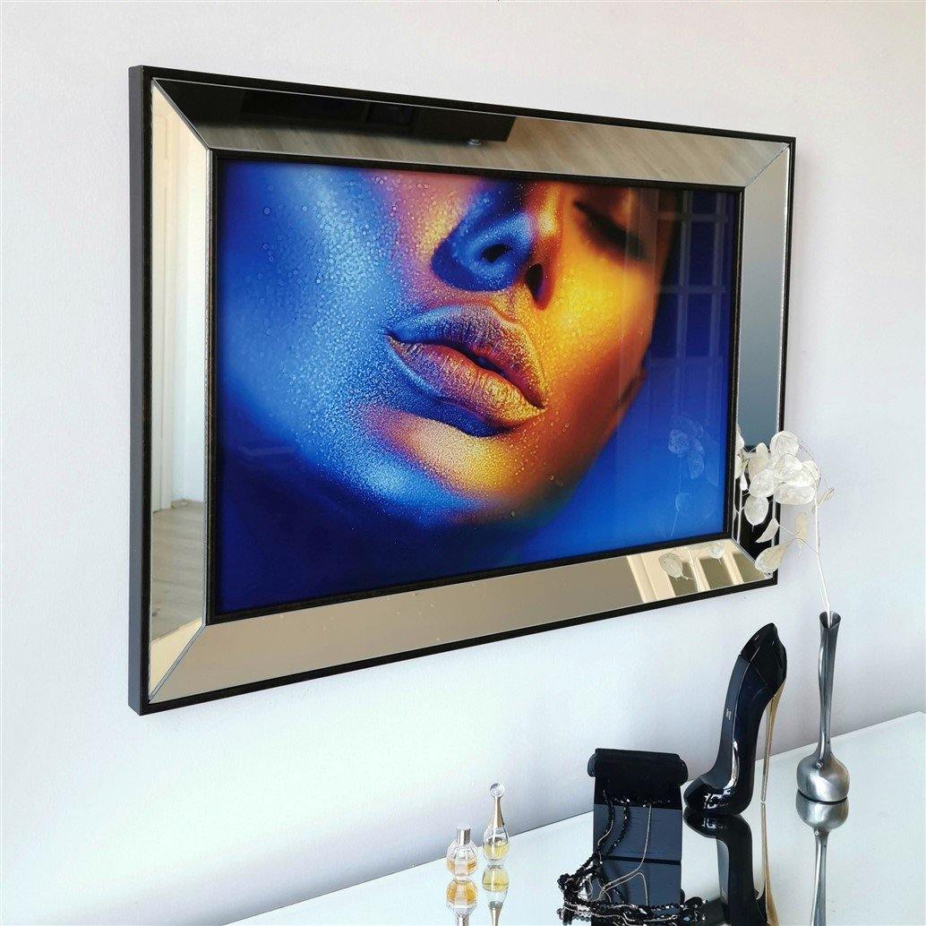 Lips Mirror Enhanced Wall Decor with Ultraviolet Print Design - Decorotika