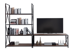 Xena Metal Wood Entertainment Center for TVs up to 55" (Set of 2) - Decorotika