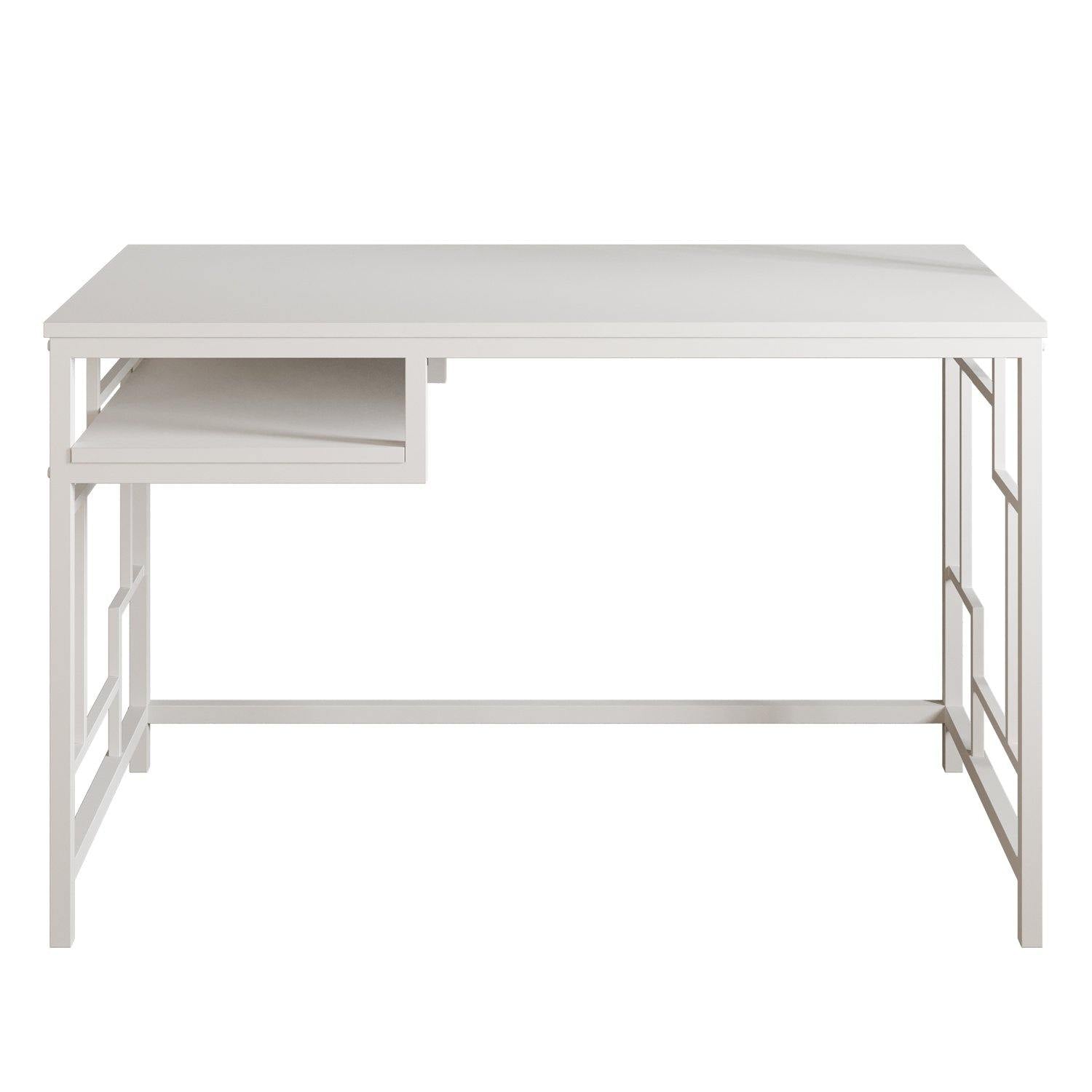 Victory 47'' Wide Metal Engineered Wood Computer Desk with Shelf - Decorotika