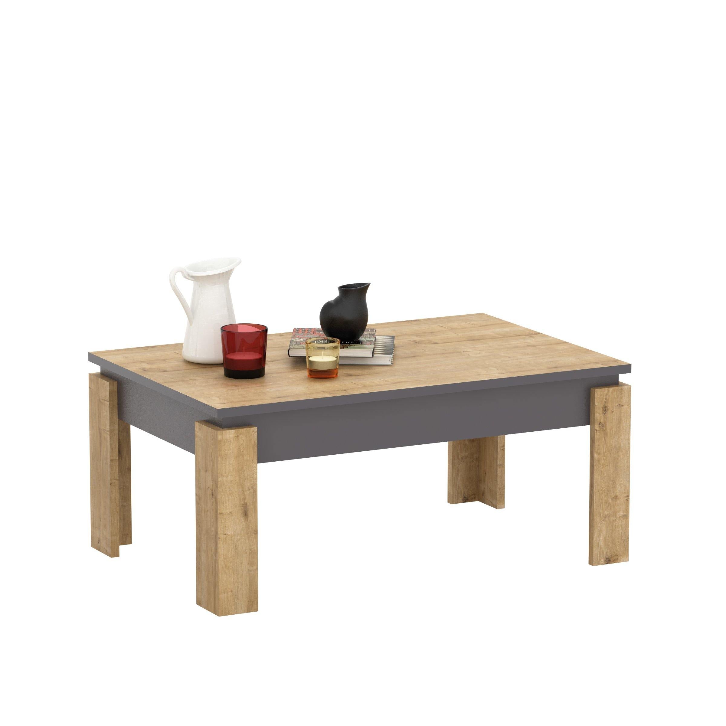 Manhattan 35" Wide Accent Coffee Table, Melamine Veneered Engineered Wood with Color Variations - Decorotika
