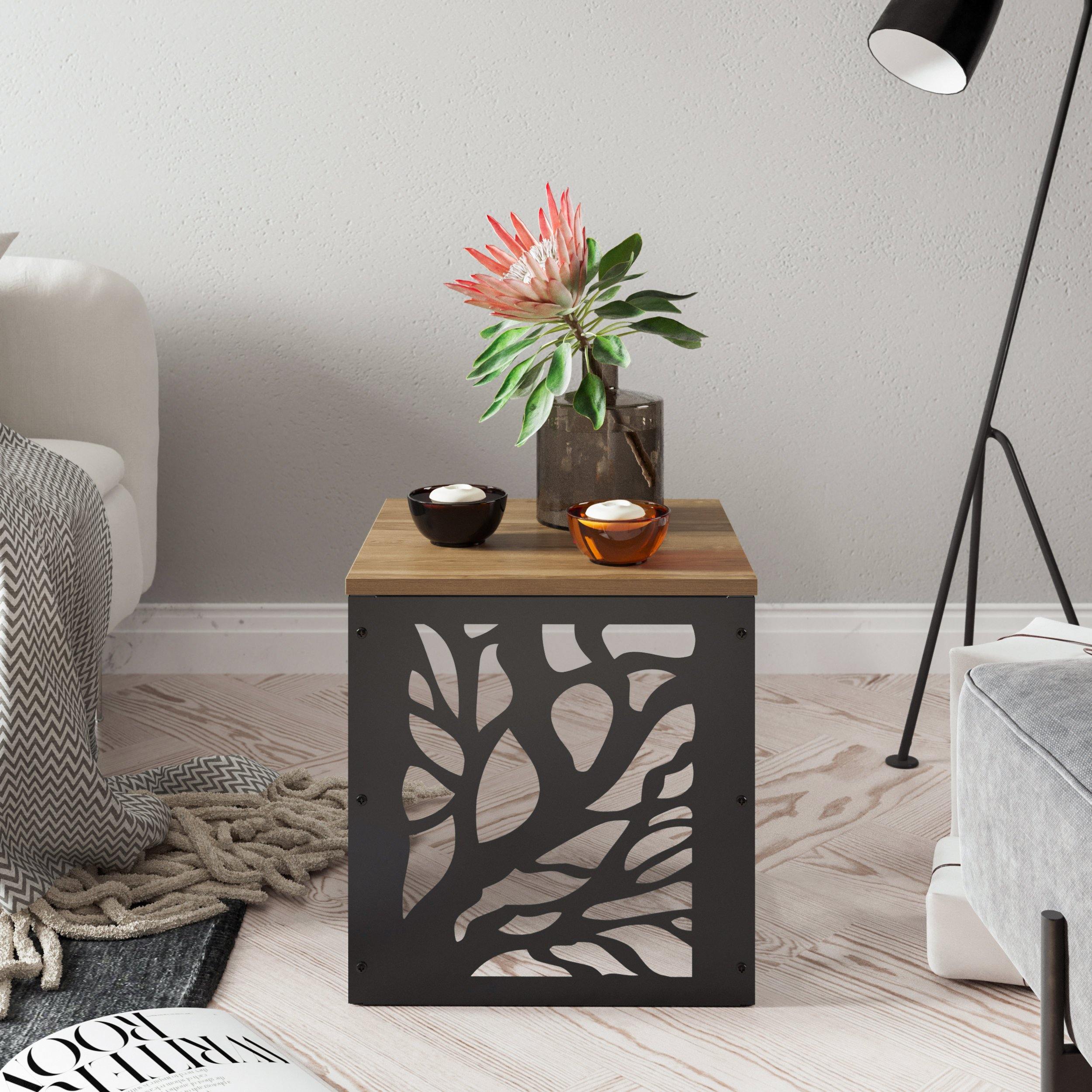 Toungfu Metal Wood Side End Table - Decorotika