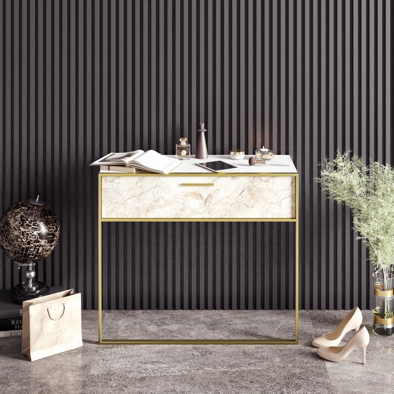 Polka 35" Wide Metal Wood Dresuar - Decorotika