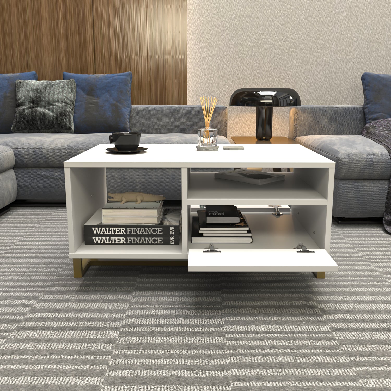 Utopia 35" Wide Coffee Table with Storage Cabinet