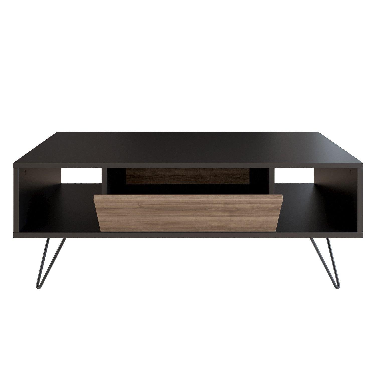 Mistico 47" Wide Coffee Table with A Cabinet and Shelves - Decorotika