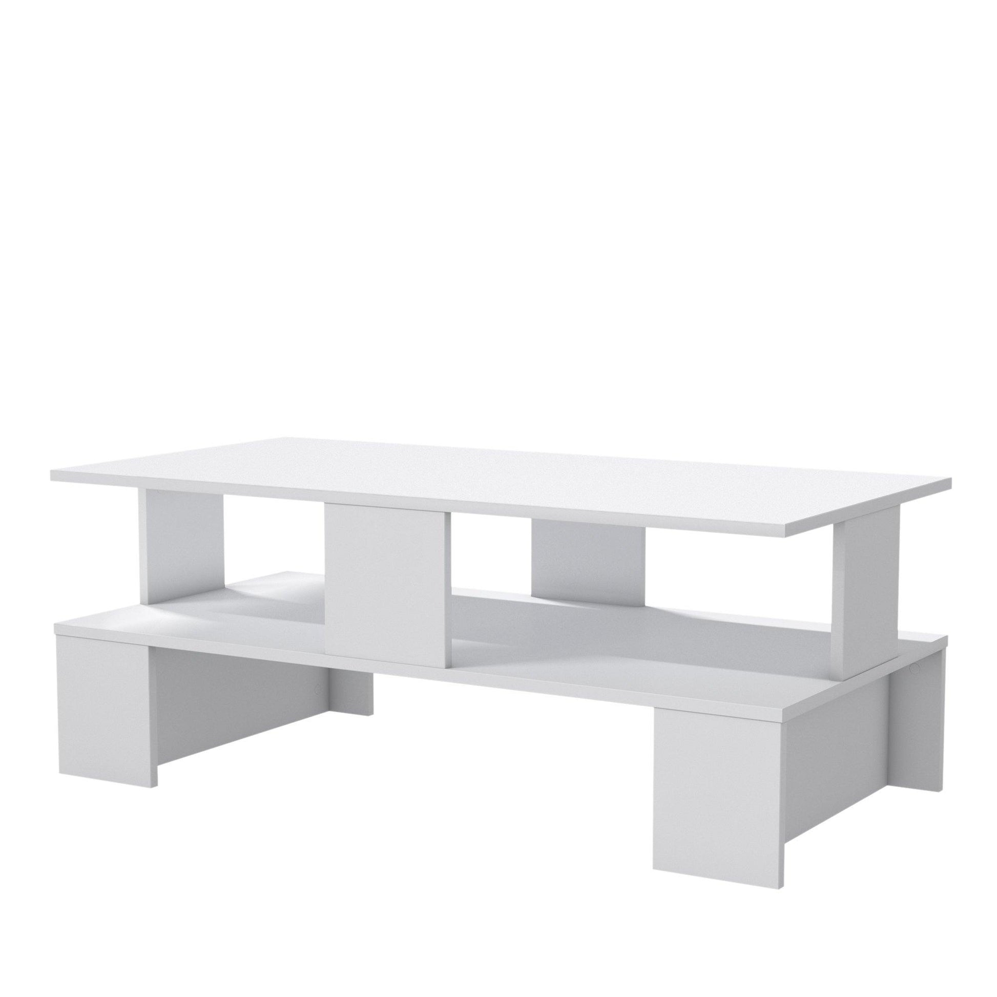 Evans 47" Wide Manufactured Wood Coffee Table with Storage Shelf - Decorotika