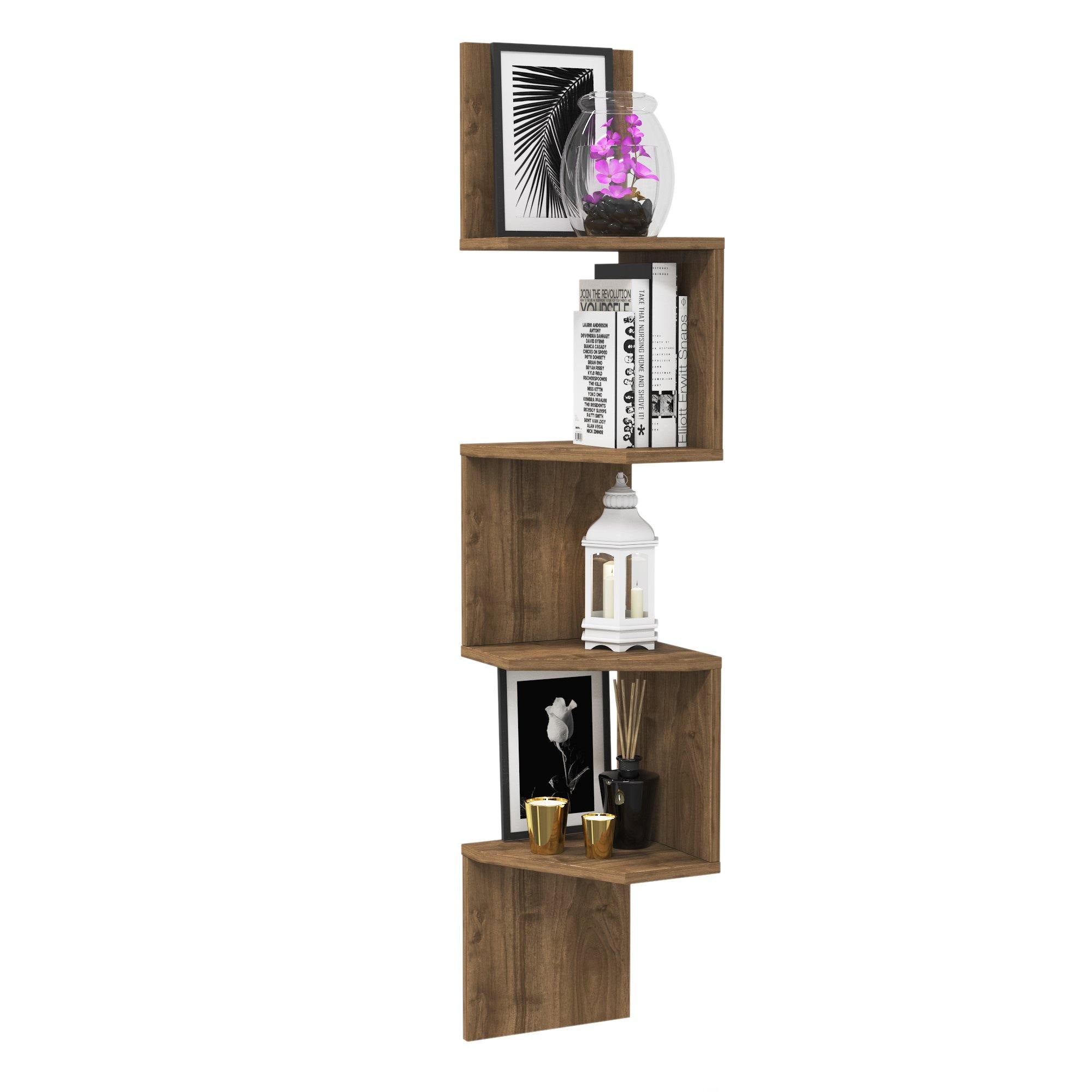 Desaldo 61" Tall 4 Tier Manufactured Wood Modern Wall Shelf - Decorotika