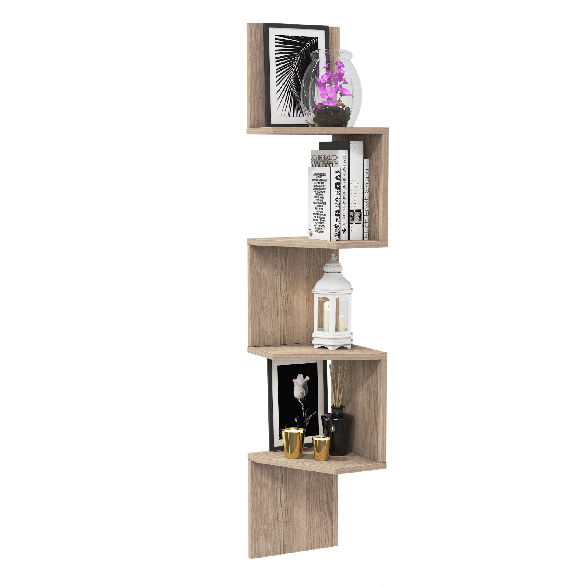 Desaldo 61" Tall 4 Tier Manufactured Wood Modern Wall Shelf - Decorotika