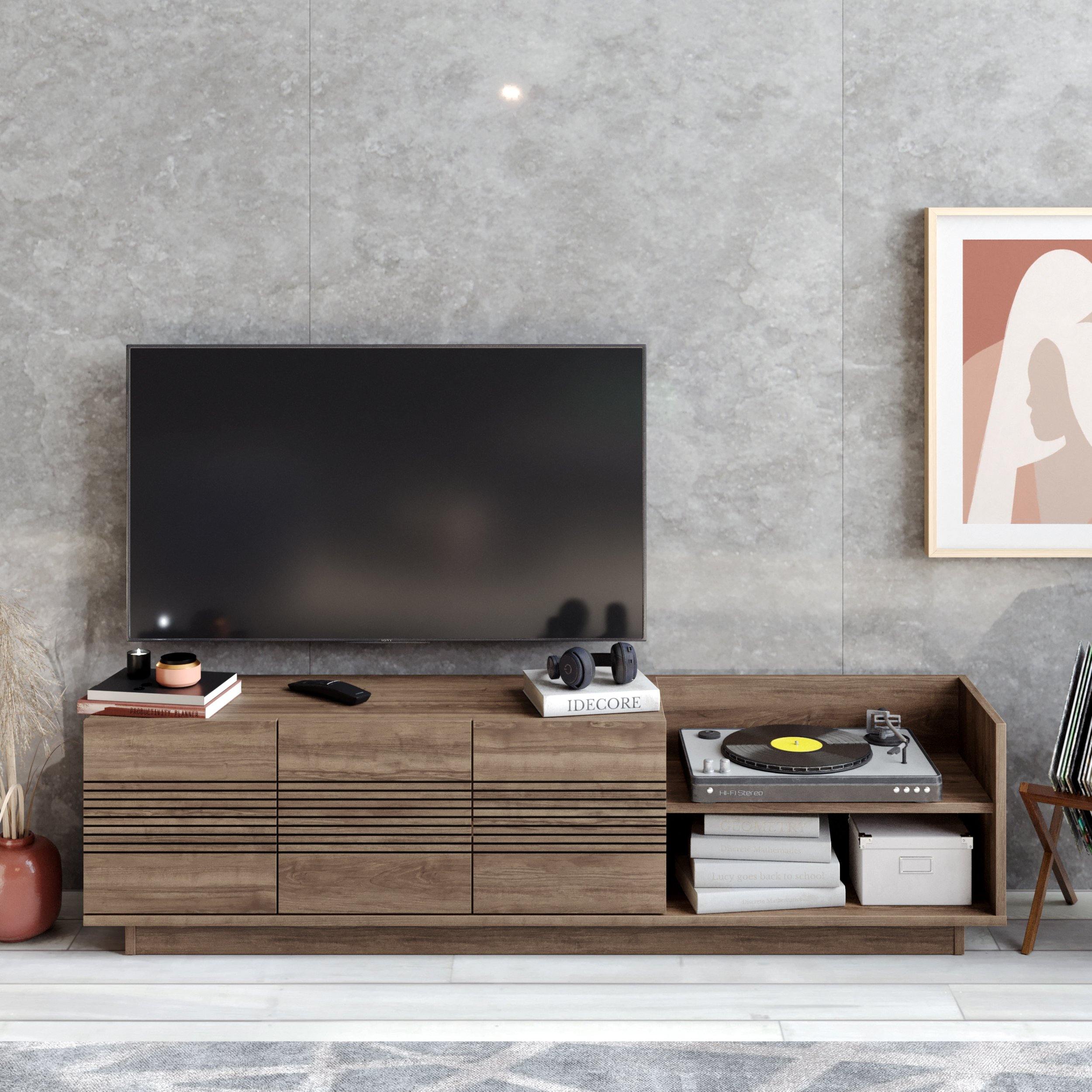 Viano TV Stand and Media Console with A Cabinet and Shelves for TVs up to 47" - Decorotika