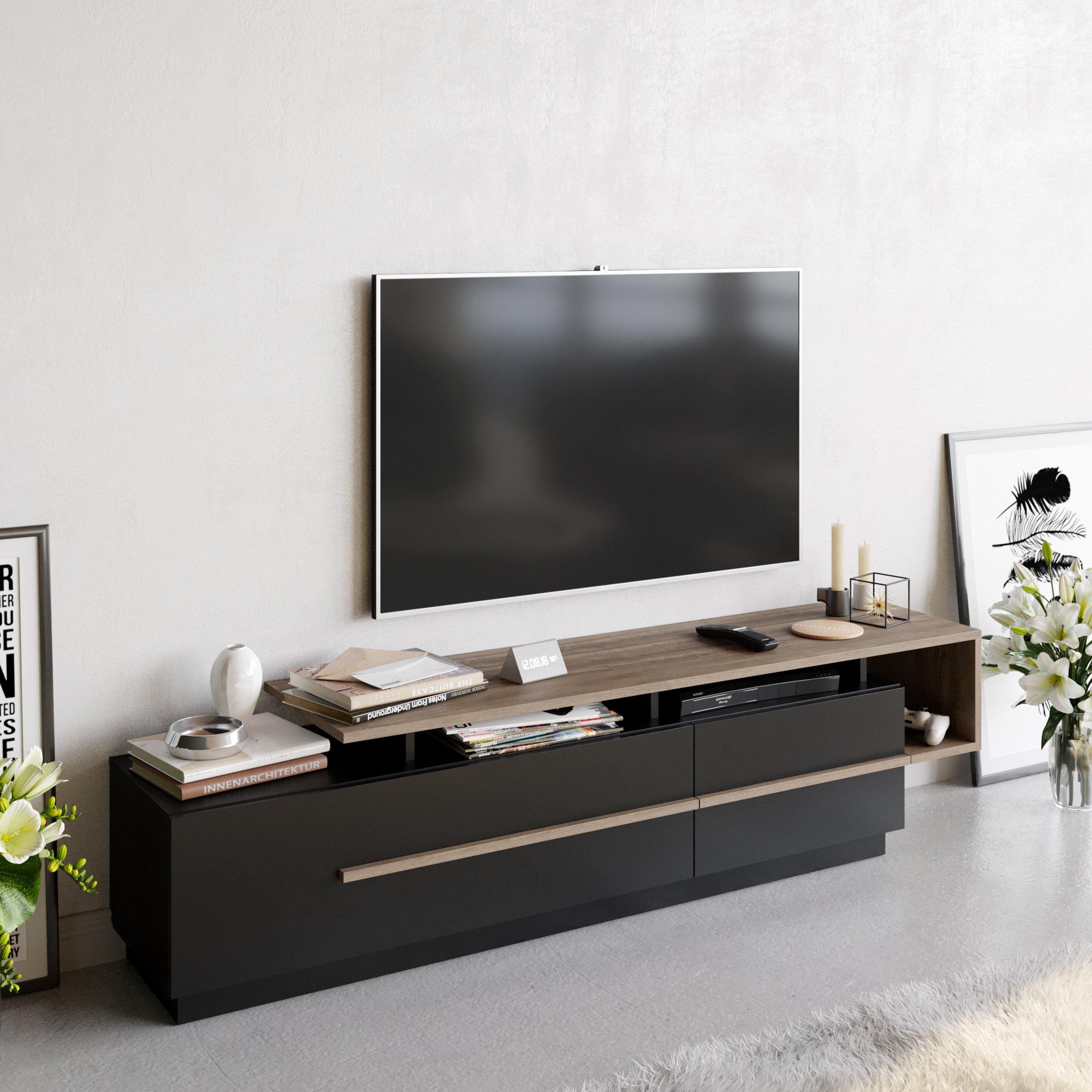 Pia 71" TV Stand and Media Console with Cabinets and Shelves for TVs up to 80" - Decorotika