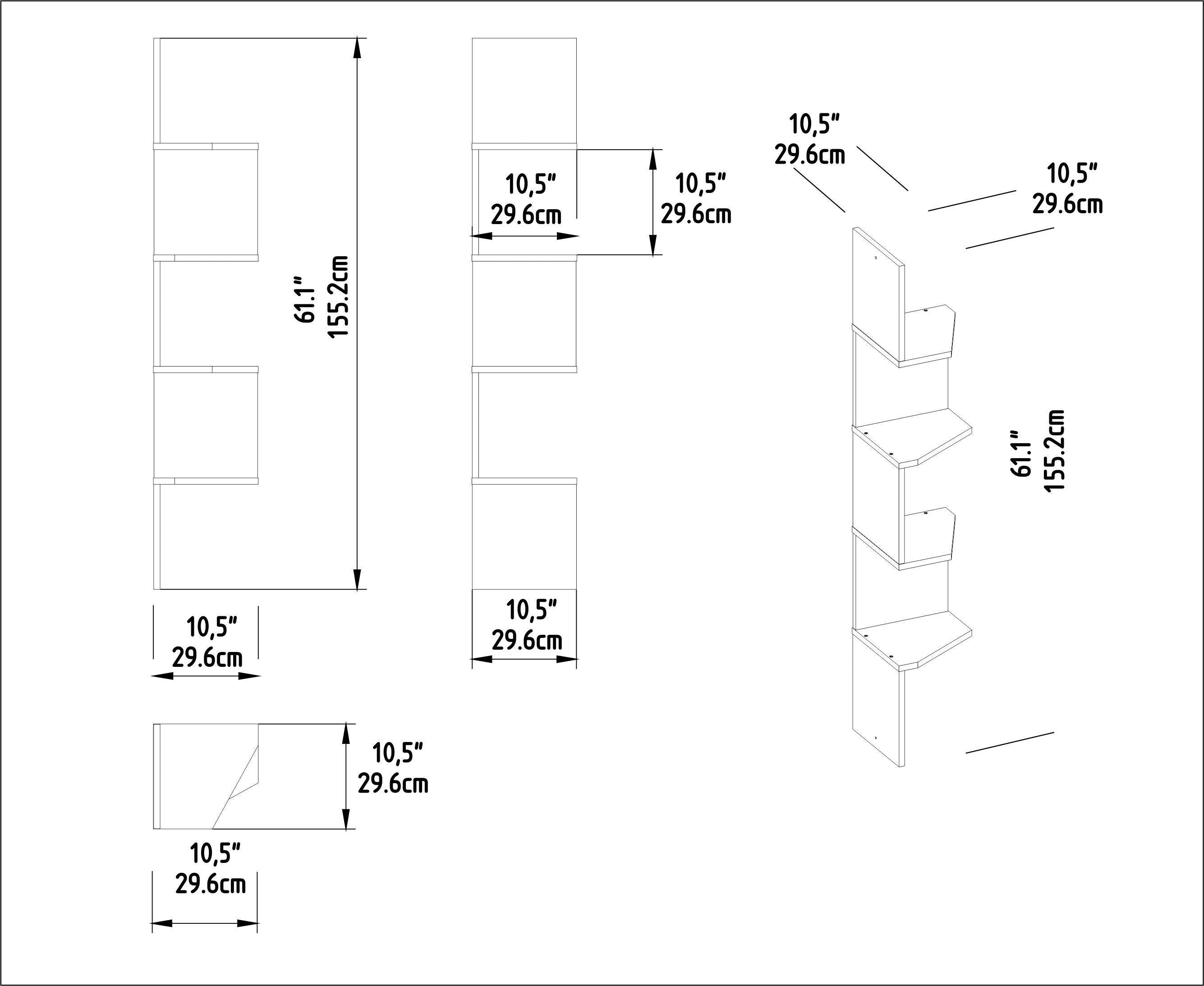 Desaldo 61" Tall 4 Tier Manufactured Wood Modern Wall Shelf - Decorotika